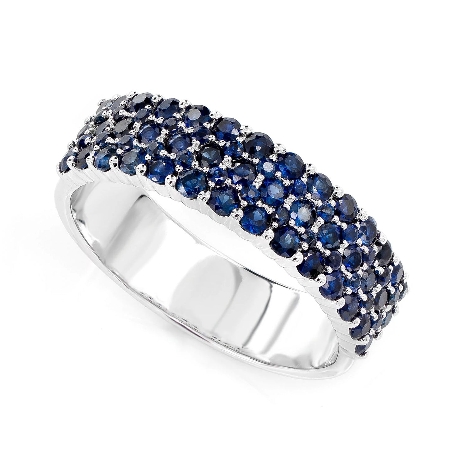 Three Row Sapphire Band Diamond Ring