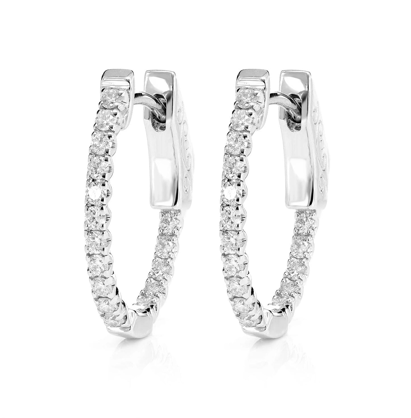 Diamond Inside Outside Quick Release Huggie Hoop Earrings