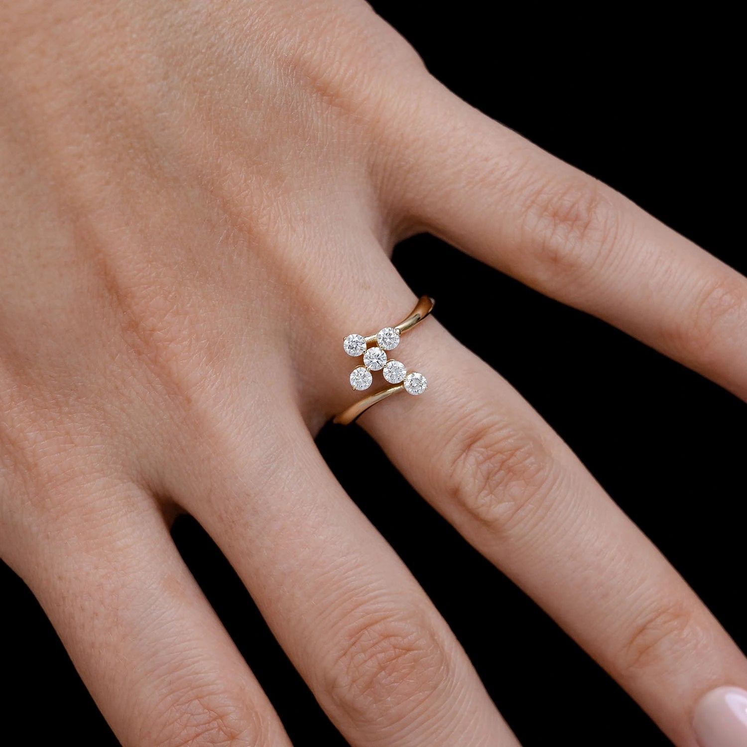 Bypass Diamond Cross Ring in 14K rose gold, alternate view