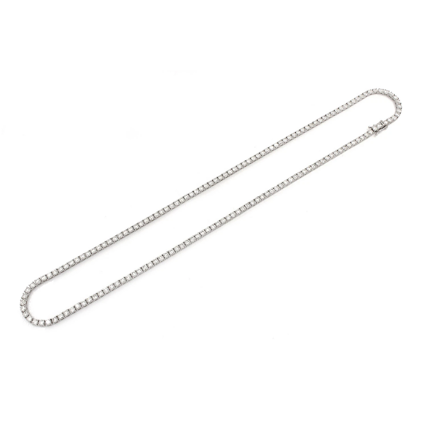 Prong Diamond Tennis Necklace in 14K white gold, 12pt / 20.00ctw, full-length view