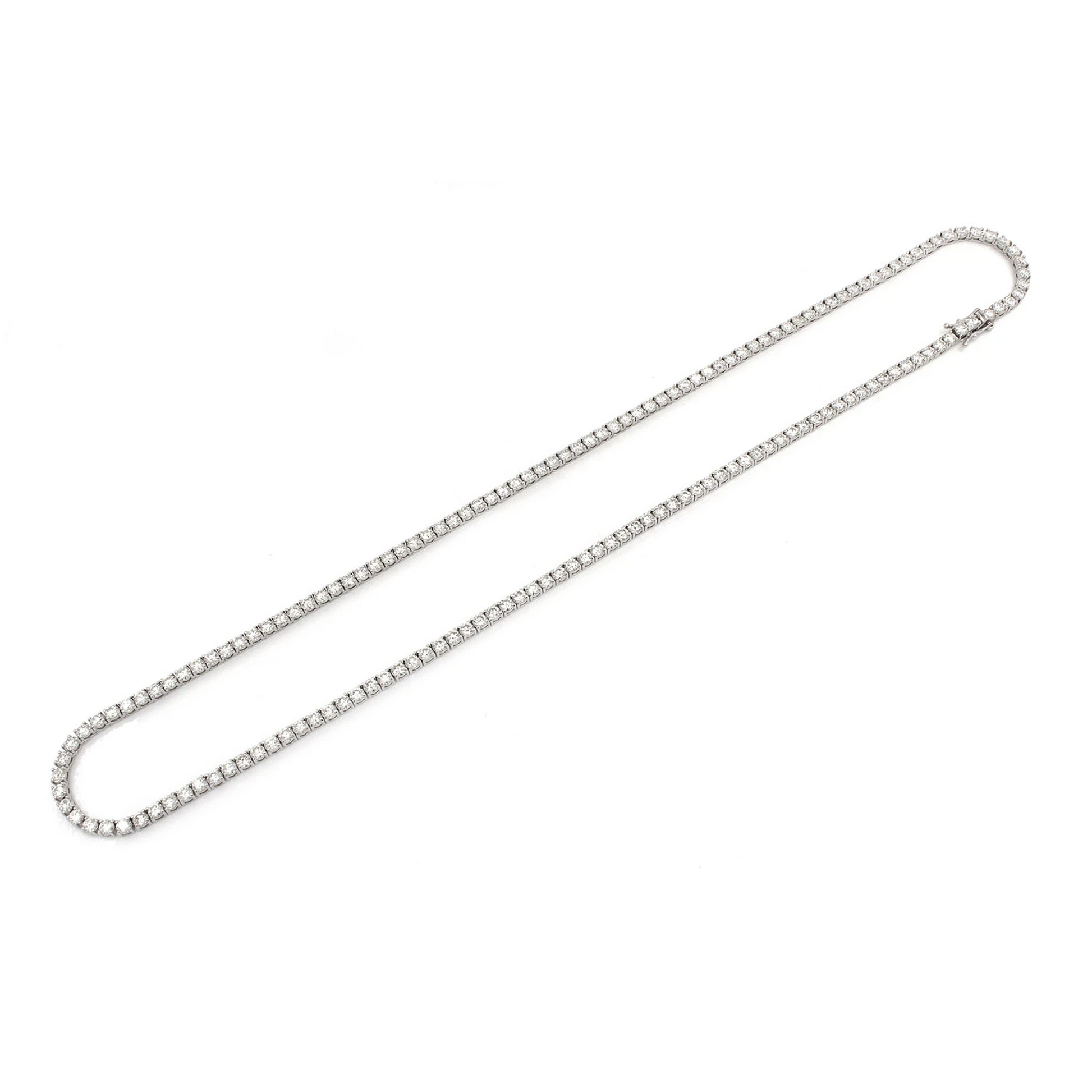 Prong Diamond Tennis Necklace in 14K white gold, 12pt / 20.00ctw, full-length view