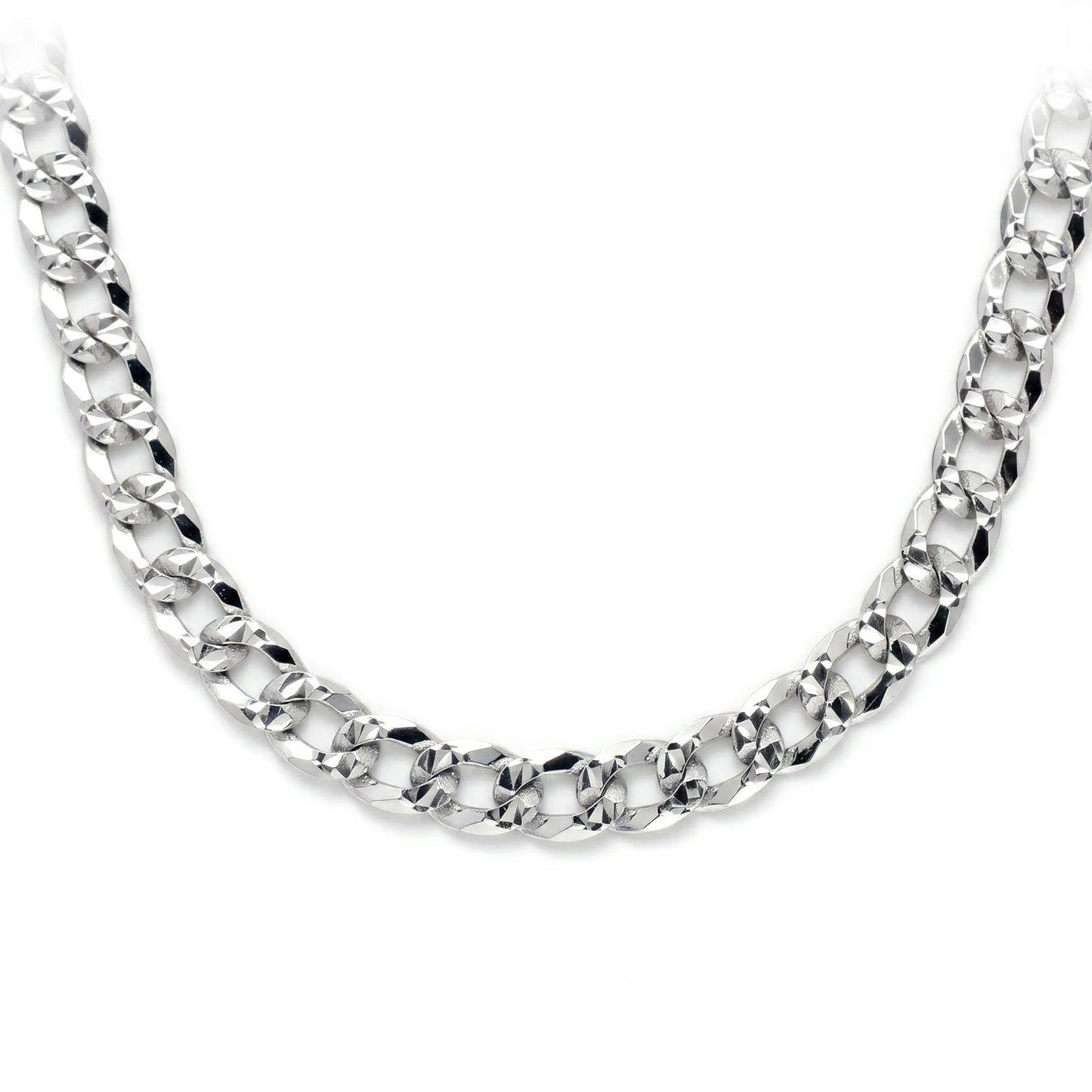 Sterling Silver Flat Curb Chain in 925 sterling silver, 5.5mm width, front view