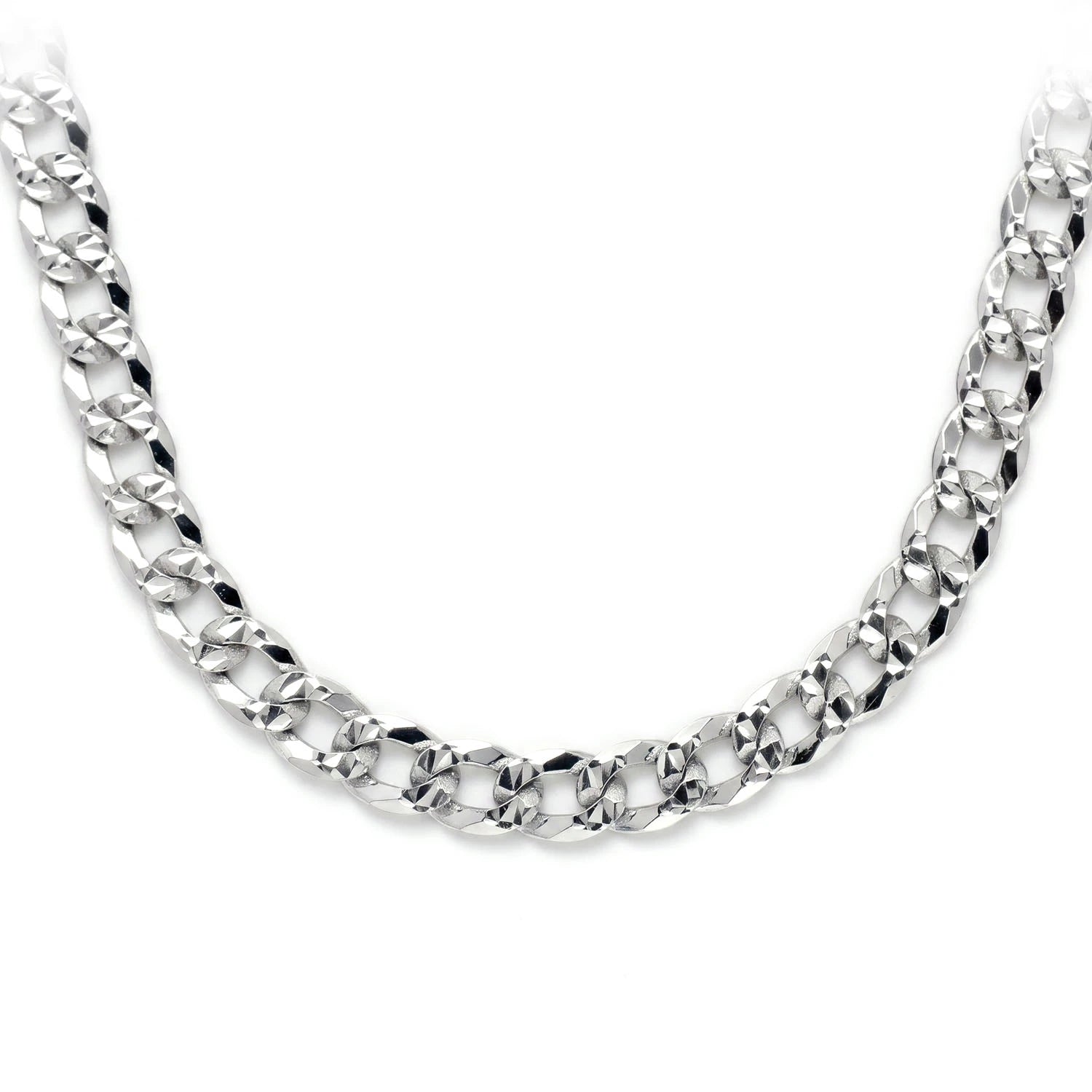Sterling Silver Flat Curb Chain in 925 sterling silver, 5.5mm width, front view