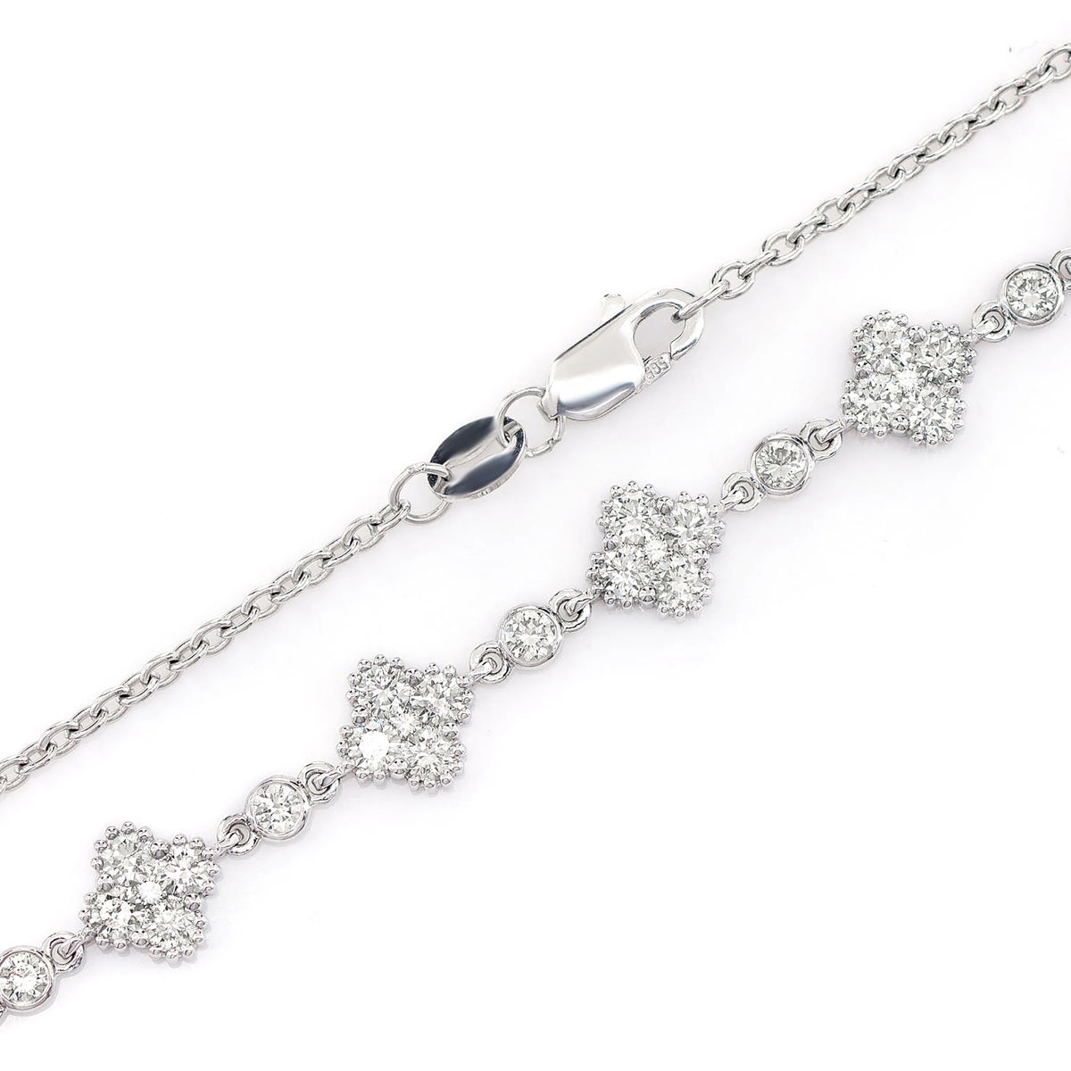 Clover Diamond Milgrain Link Station Necklace