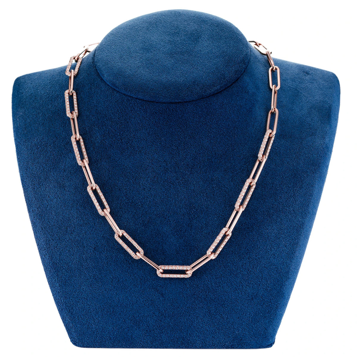 Alternating Elongated Diamond Rolo Link Necklace