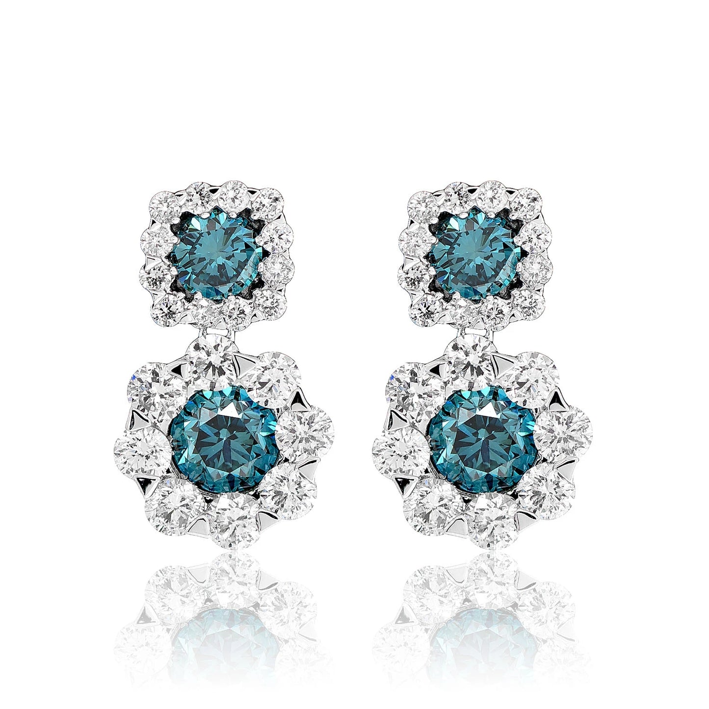Blue Halo Dangling Stud Earrings