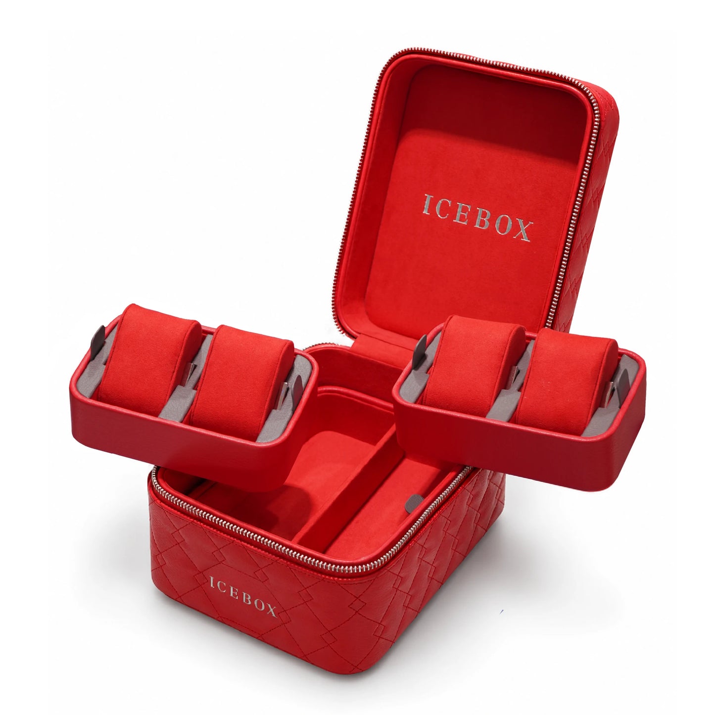 Icebox Medium Traveler Case in red, 4-watch capacity, detail view 2