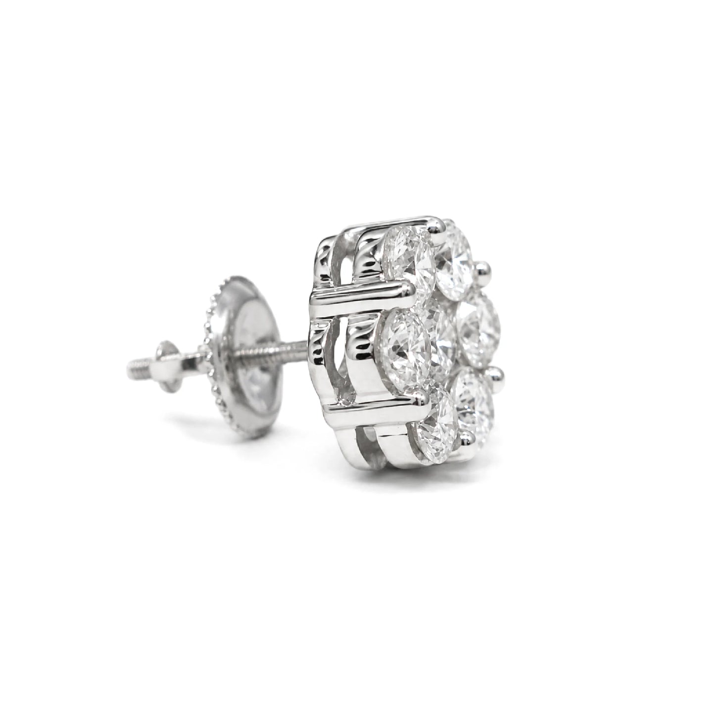 Flower Diamond Studs in 14K white gold, 2.00ctw, angled view