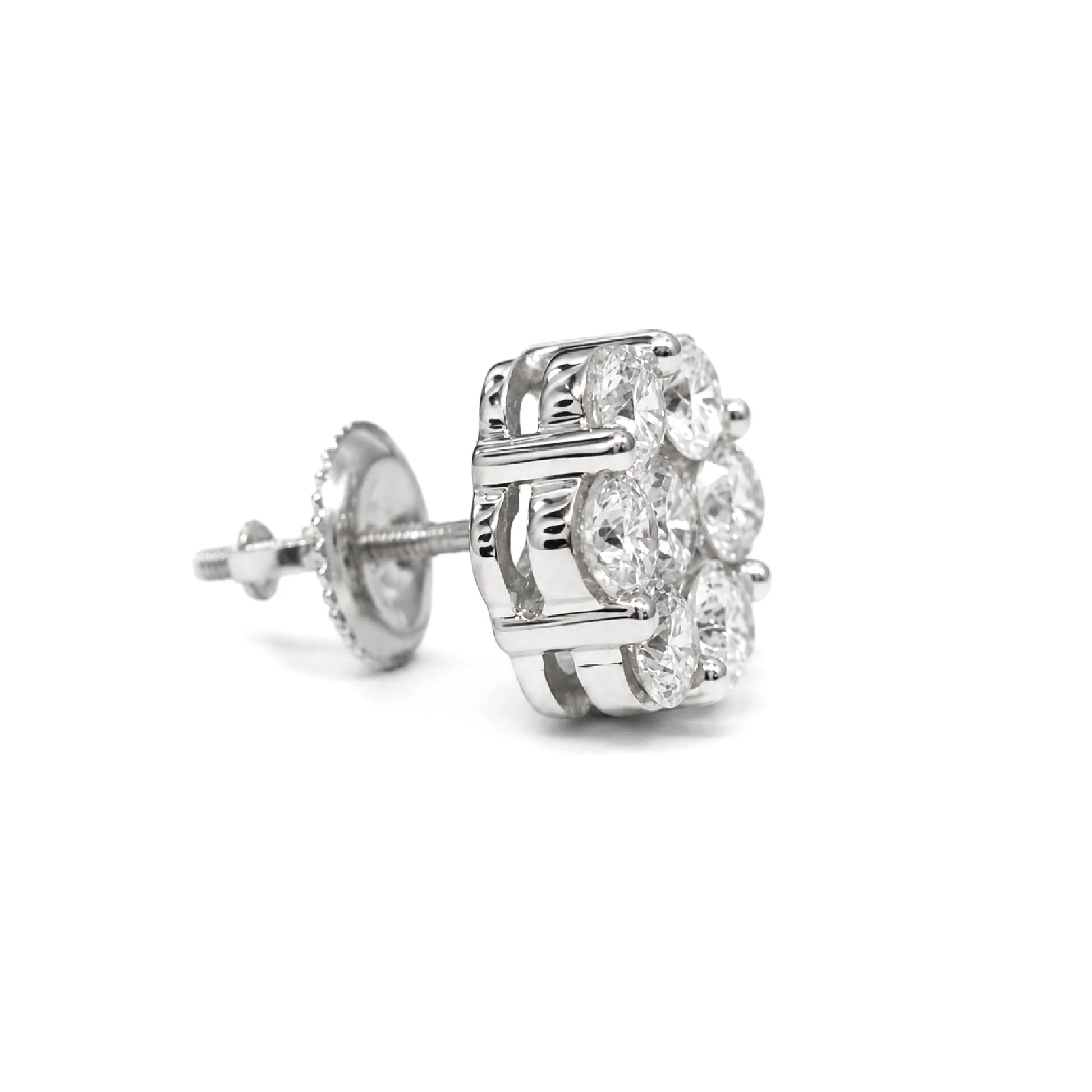 Flower Diamond Studs in 14K white gold, 2.00ctw, angled view