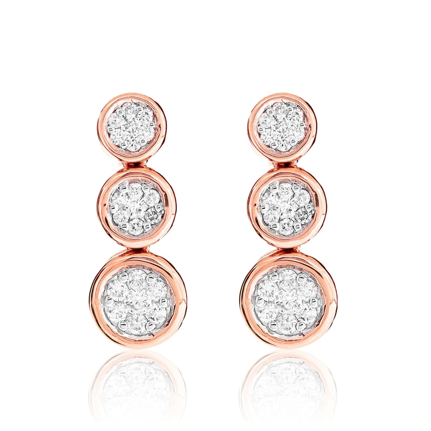 Graduated Cluster Diamond Bezel Dangle Earrings