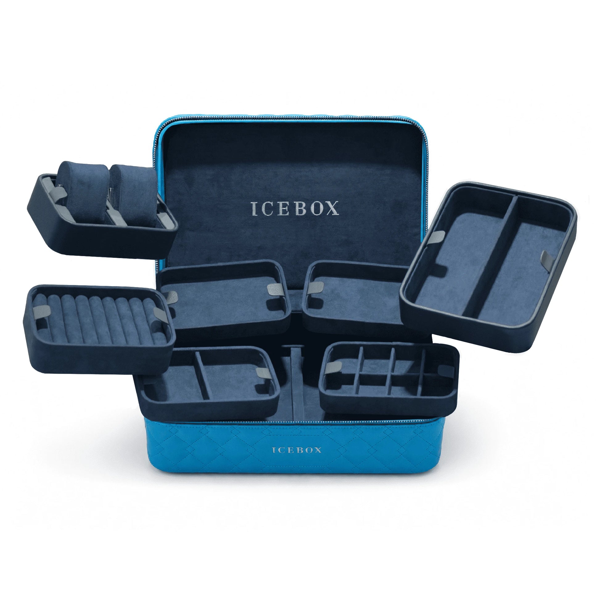 Icebox Large Traveler Case in blue, 2-watch capacity, detail view 2