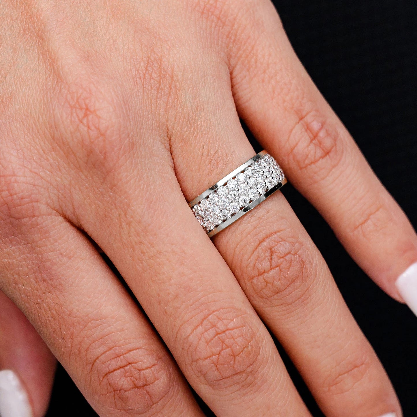 Three Row Diamond Band Ring