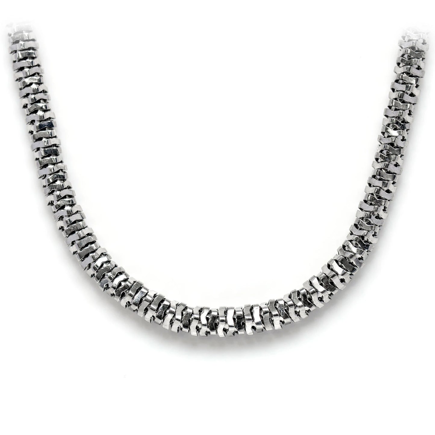 Sterling Silver Rounded Jenga Chain in 925 sterling silver, alternate view 4