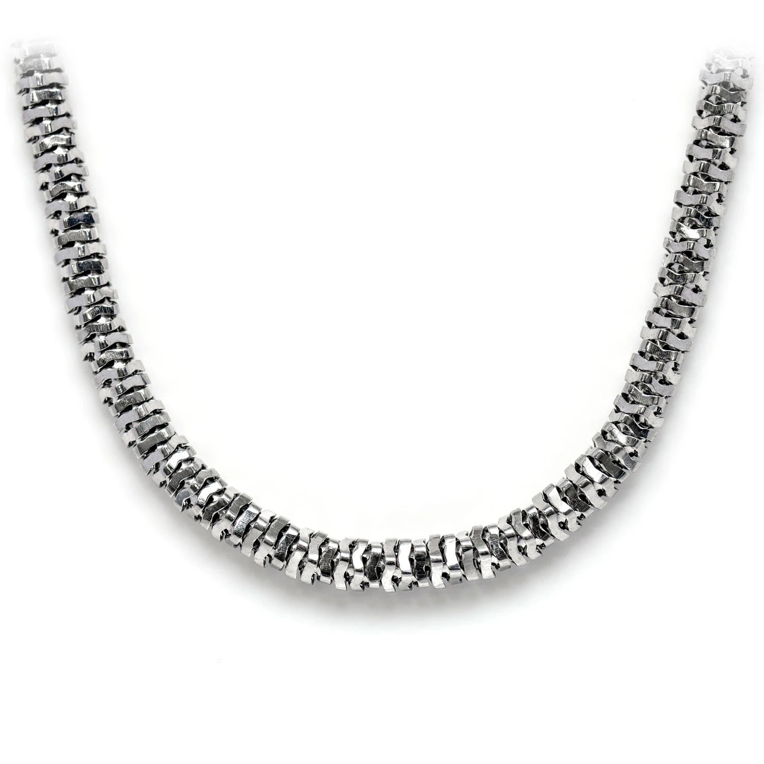 Sterling Silver Rounded Jenga Chain in 925 sterling silver, alternate view 4