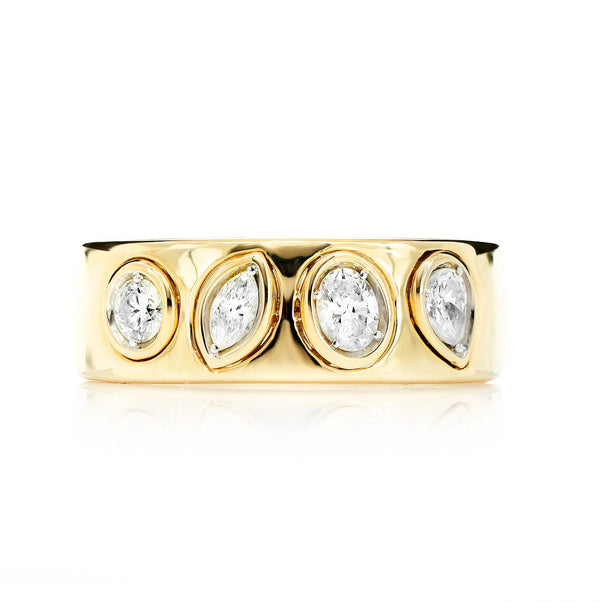 Alternating Multi-Shape Bezel Ring