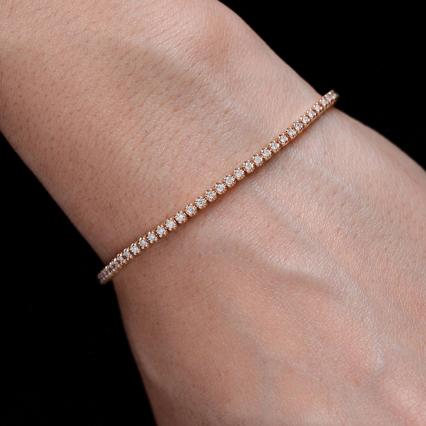 Crown Set Diamond Tennis Bracelet in 14K rose gold, 0.5pt / 1.00ctw, alternate view