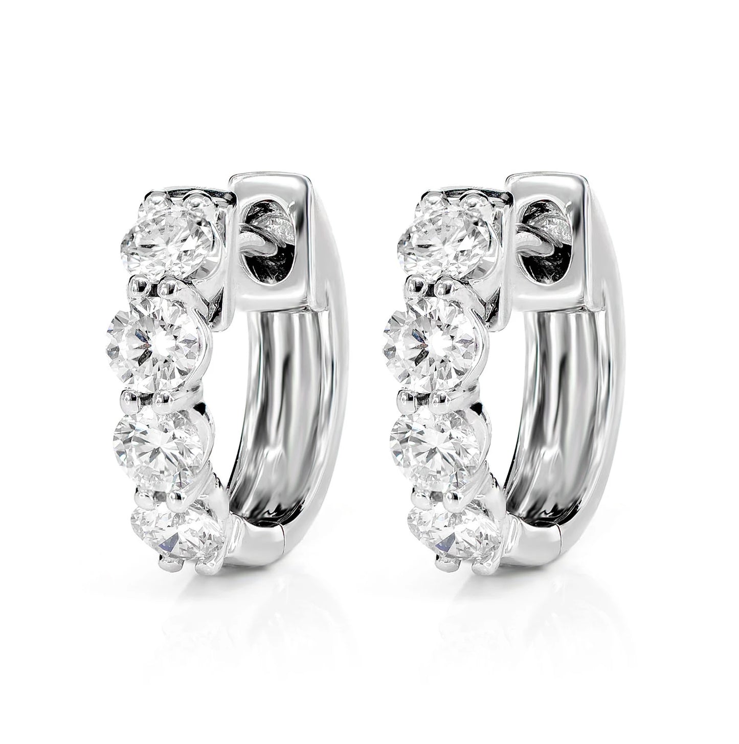 Diamond Shared Prong Huggie Earrings