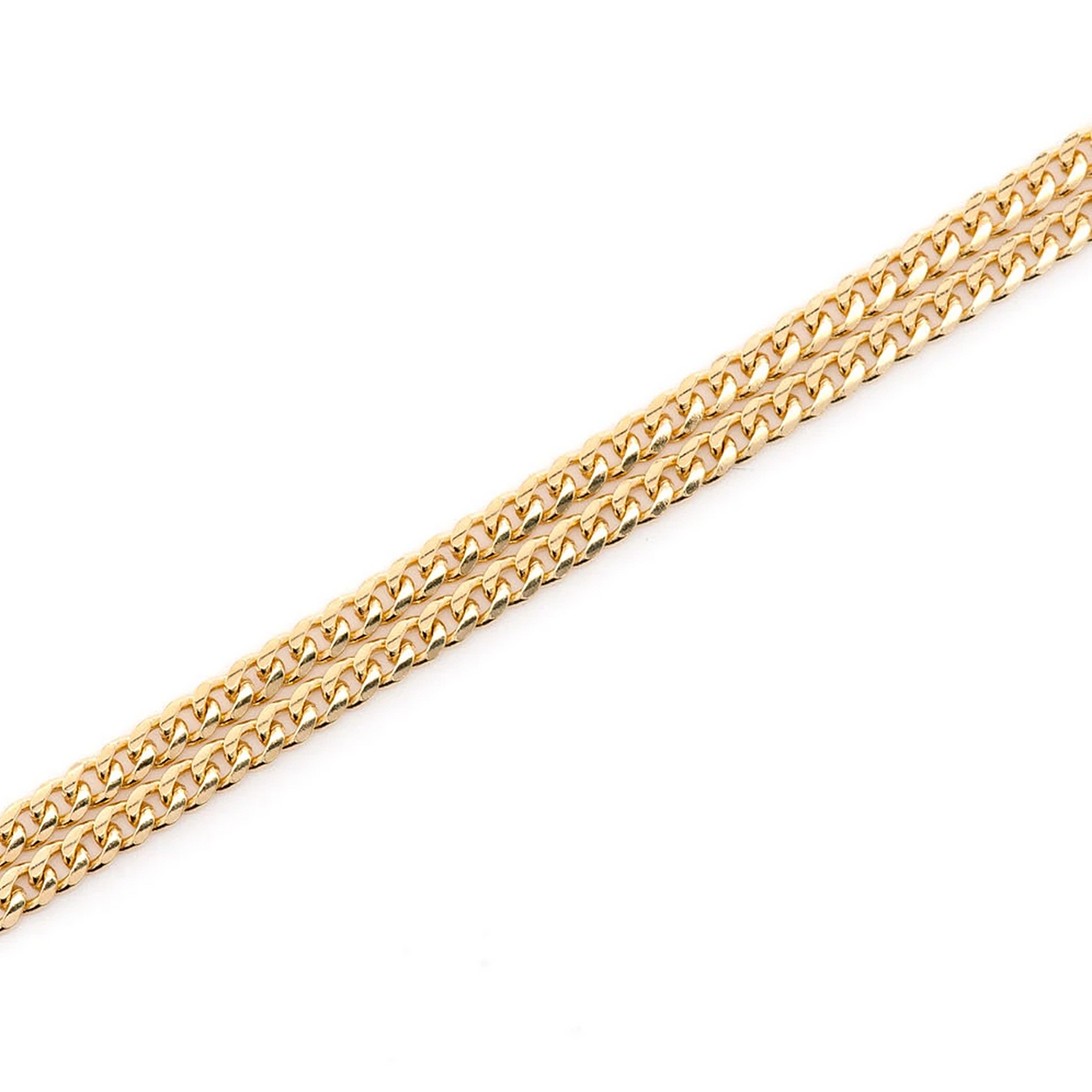 Miami Cuban Gold Chain in 14K yellow gold, 2mm width, angled view