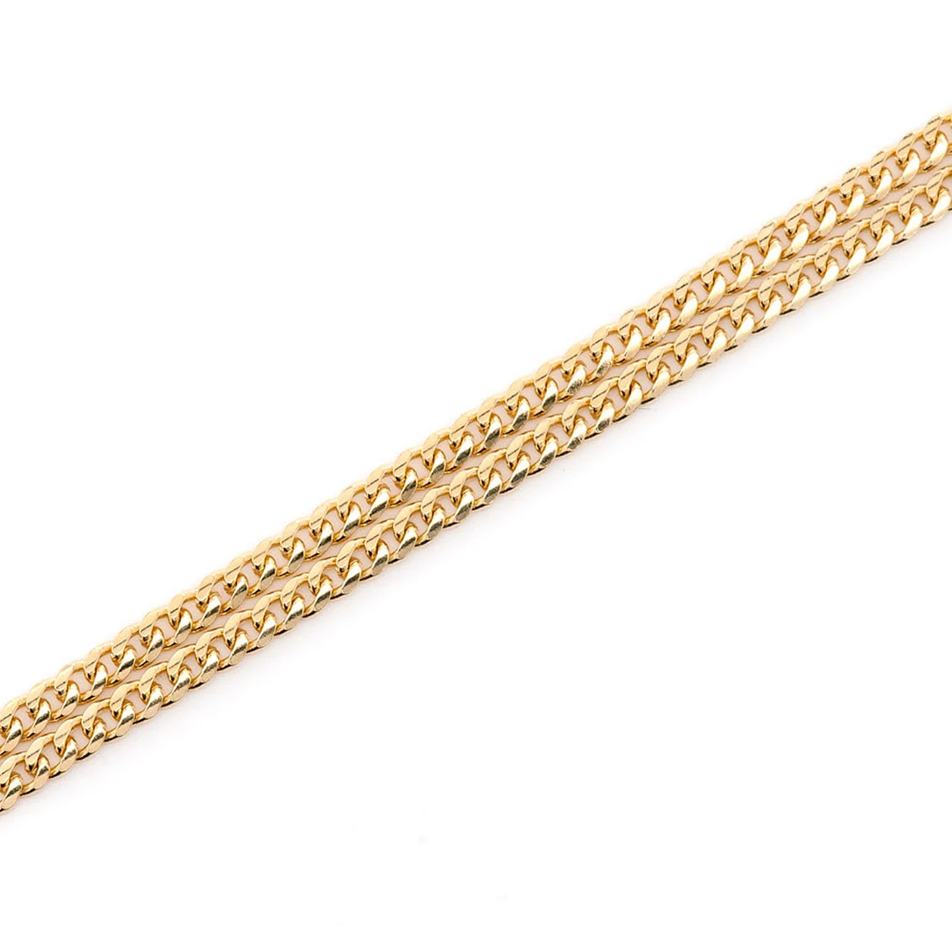 Miami Cuban Gold Chain in 14K yellow gold, 2mm width, angled view
