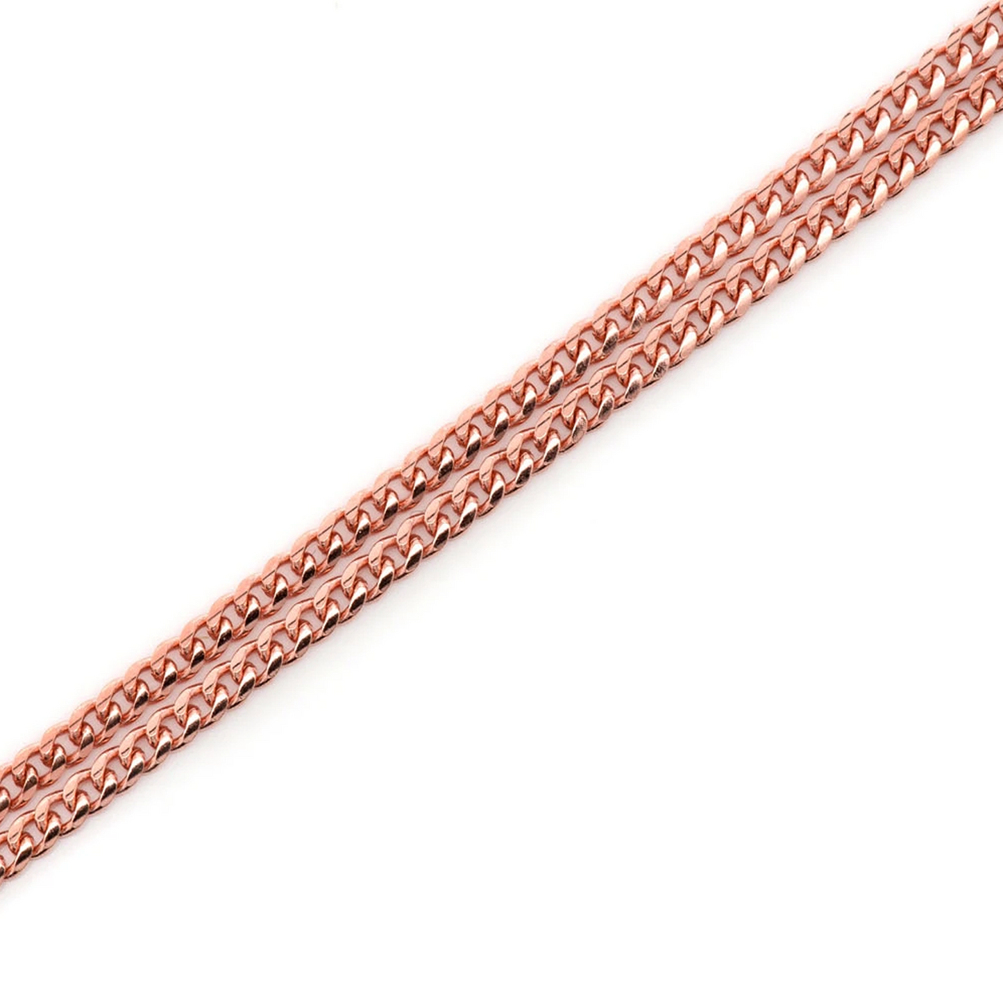 Miami Cuban Gold Chain in 14K rose gold, 2mm width, angled view