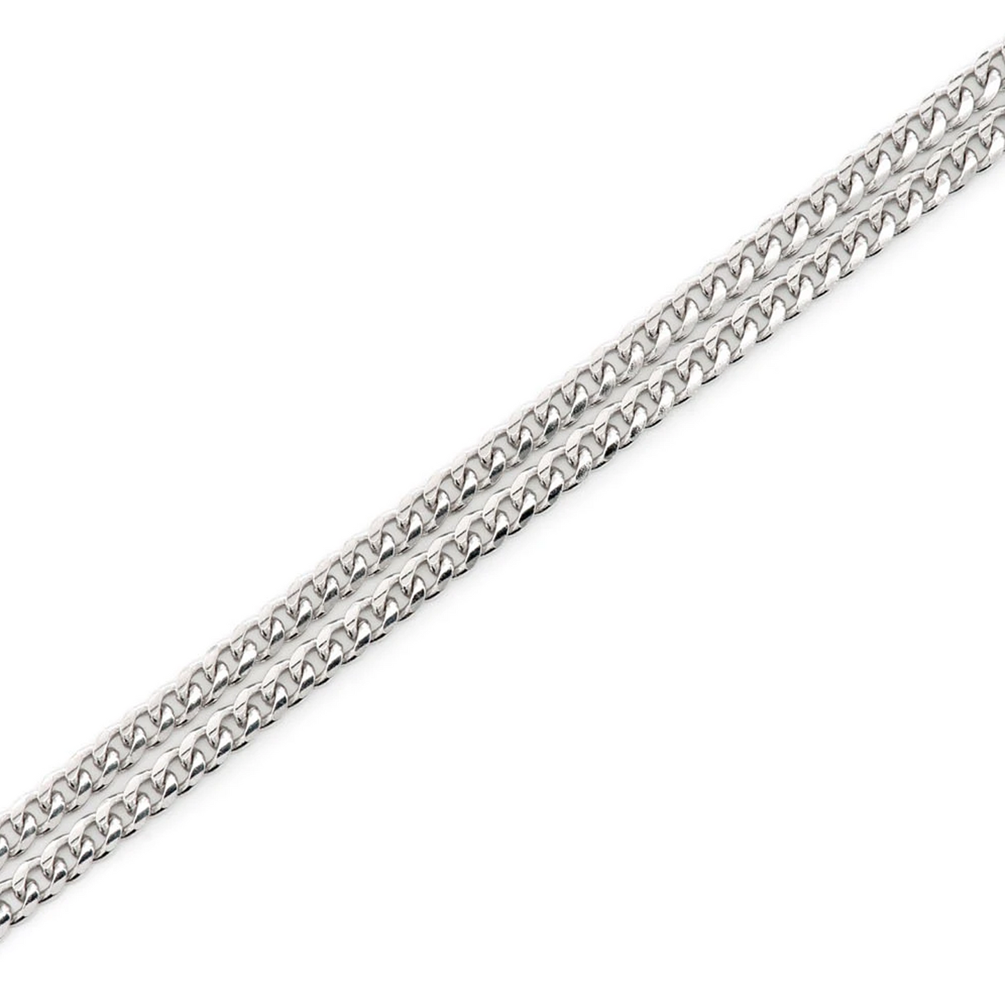 Miami Cuban Gold Chain in 14K white gold, 2mm width, angled view