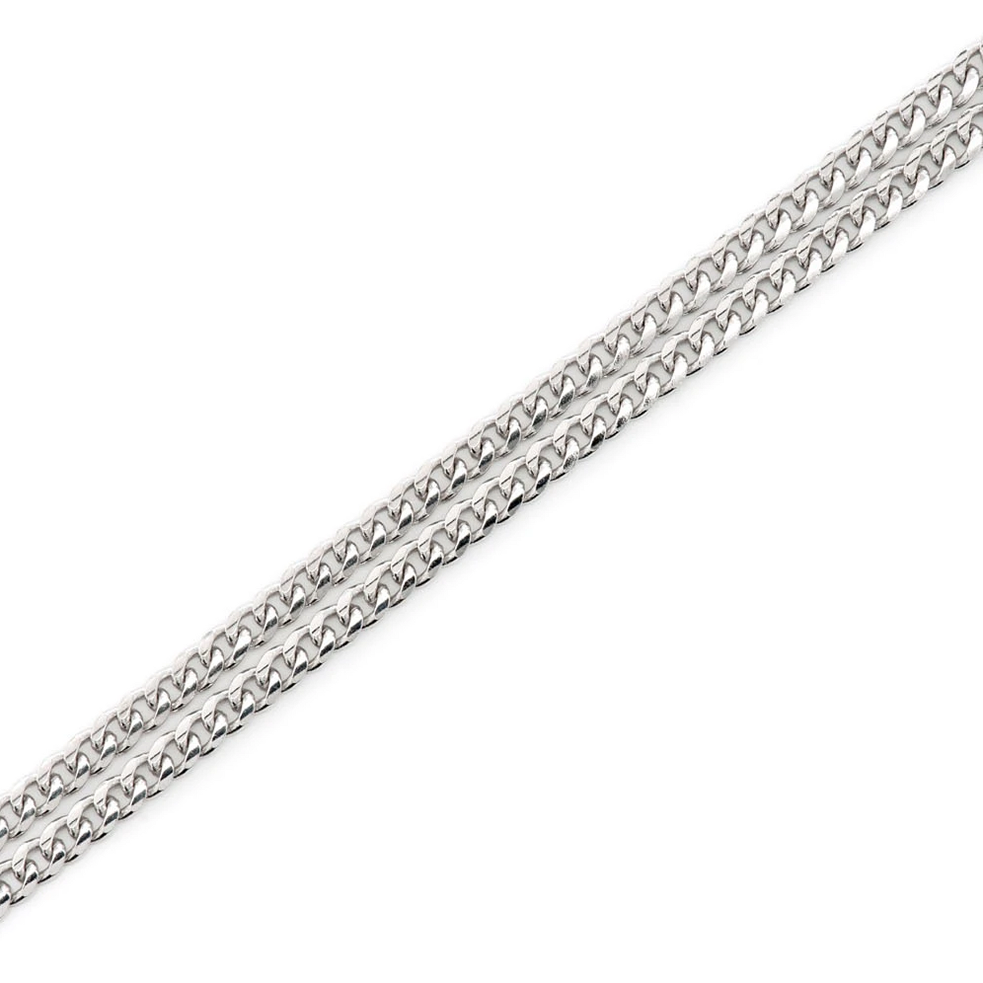 Miami Cuban Gold Chain in 14K white gold, 2mm width, angled view