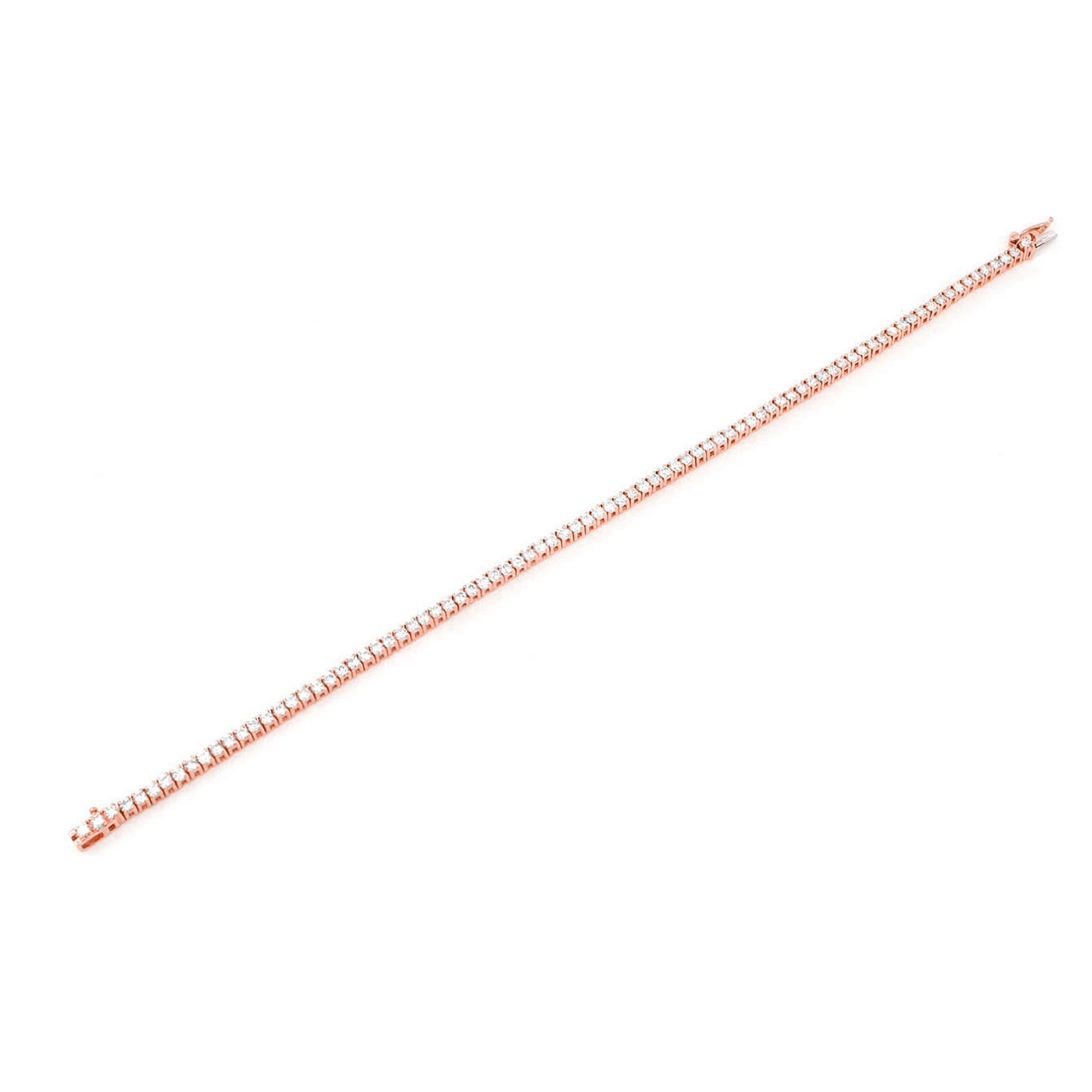 Prong Diamond Tennis Bracelet in 14K rose gold, 2pt / 2.00ctw, full-length view