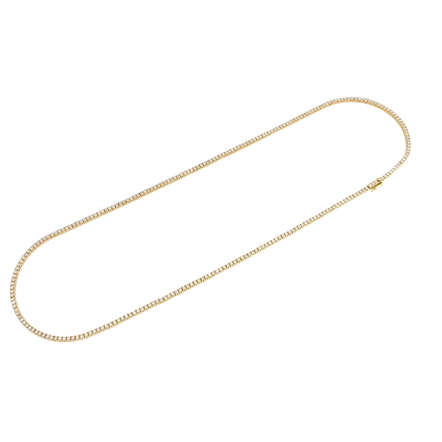 Prong Diamond Tennis Necklace in 14K yellow gold, 2pt / 5.50ctw, full-length view