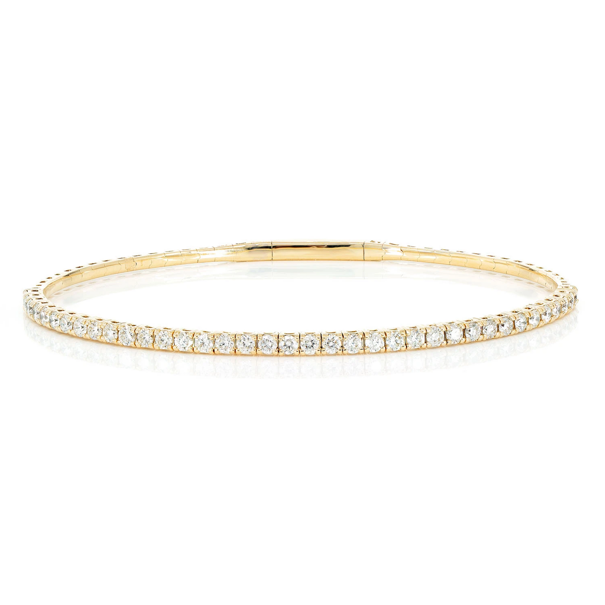 Prong Diamond Flex Bangle in 14K yellow gold, 4pt / 1.50ctw, front view