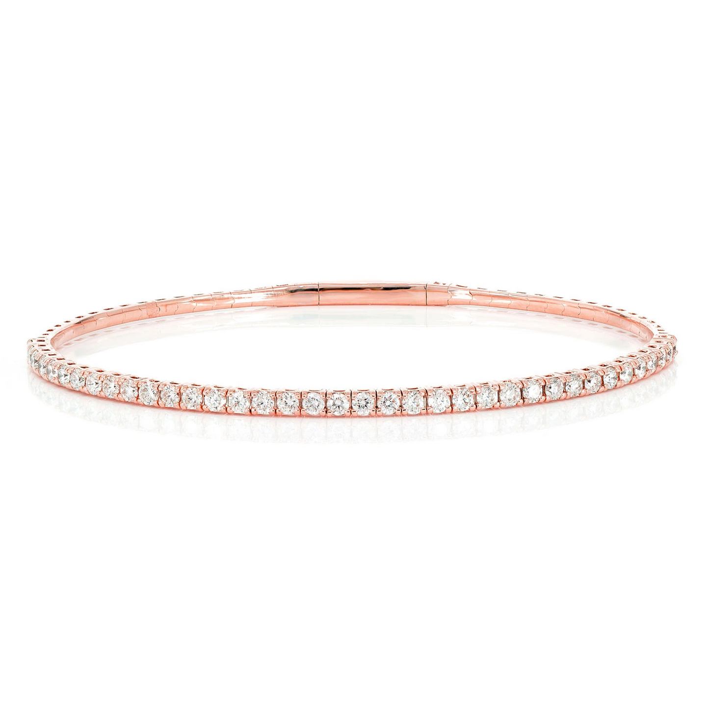 Prong Diamond Flex Bangle in 14K rose gold, 4pt / 1.50ctw, front view