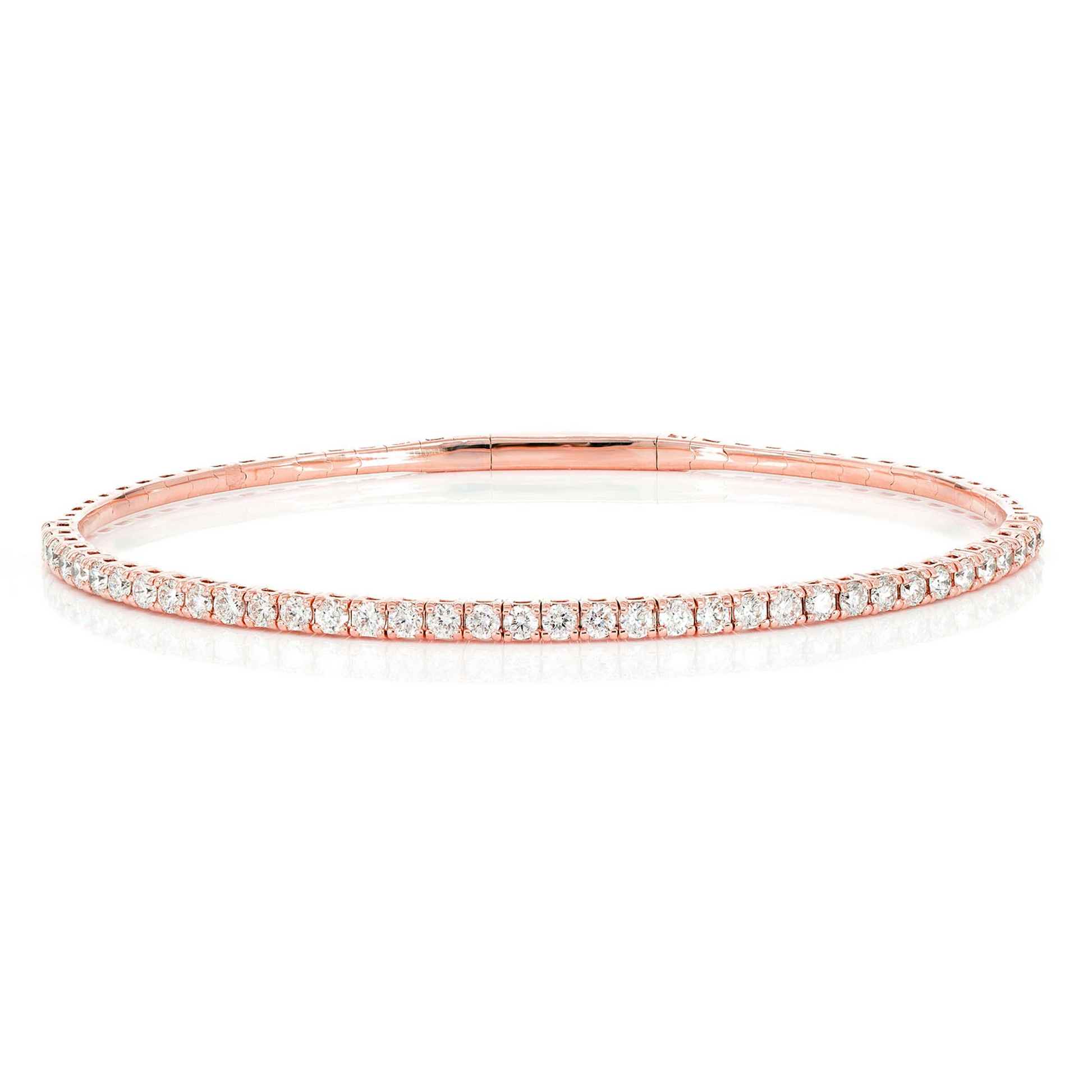 Prong Diamond Flex Bangle in 14K rose gold, 4pt / 1.50ctw, front view