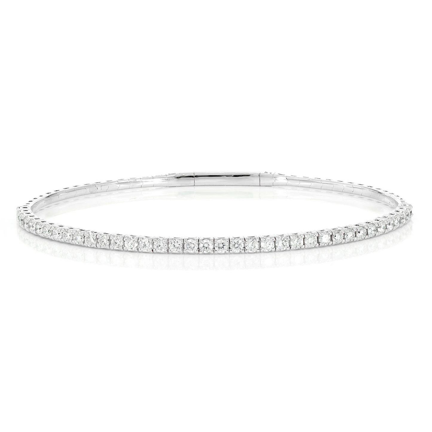 Prong Diamond Flex Bangle in 14K white gold, 4pt / 1.50ctw, front view