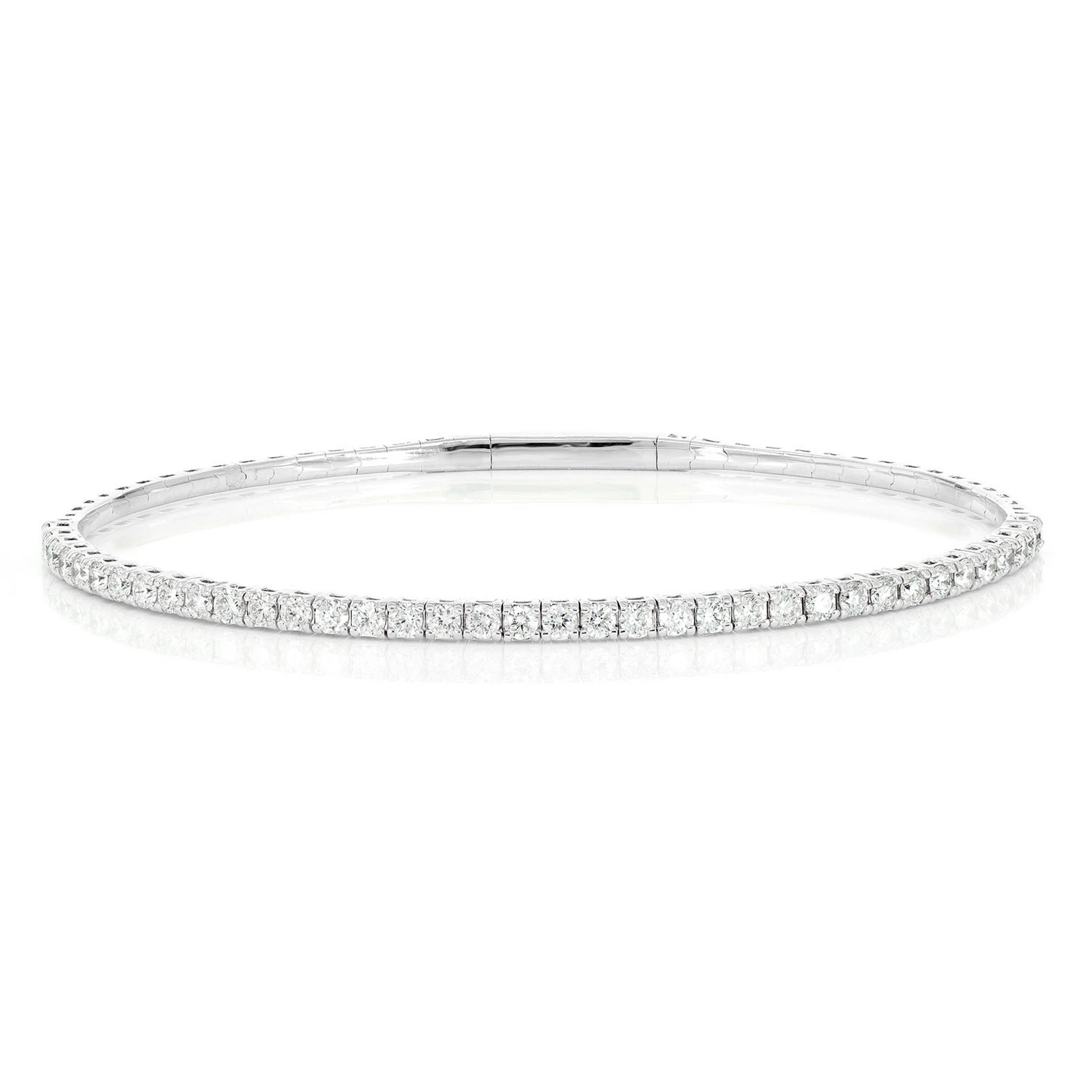 Prong Diamond Flex Bangle in 14K white gold, 4pt / 1.50ctw, front view
