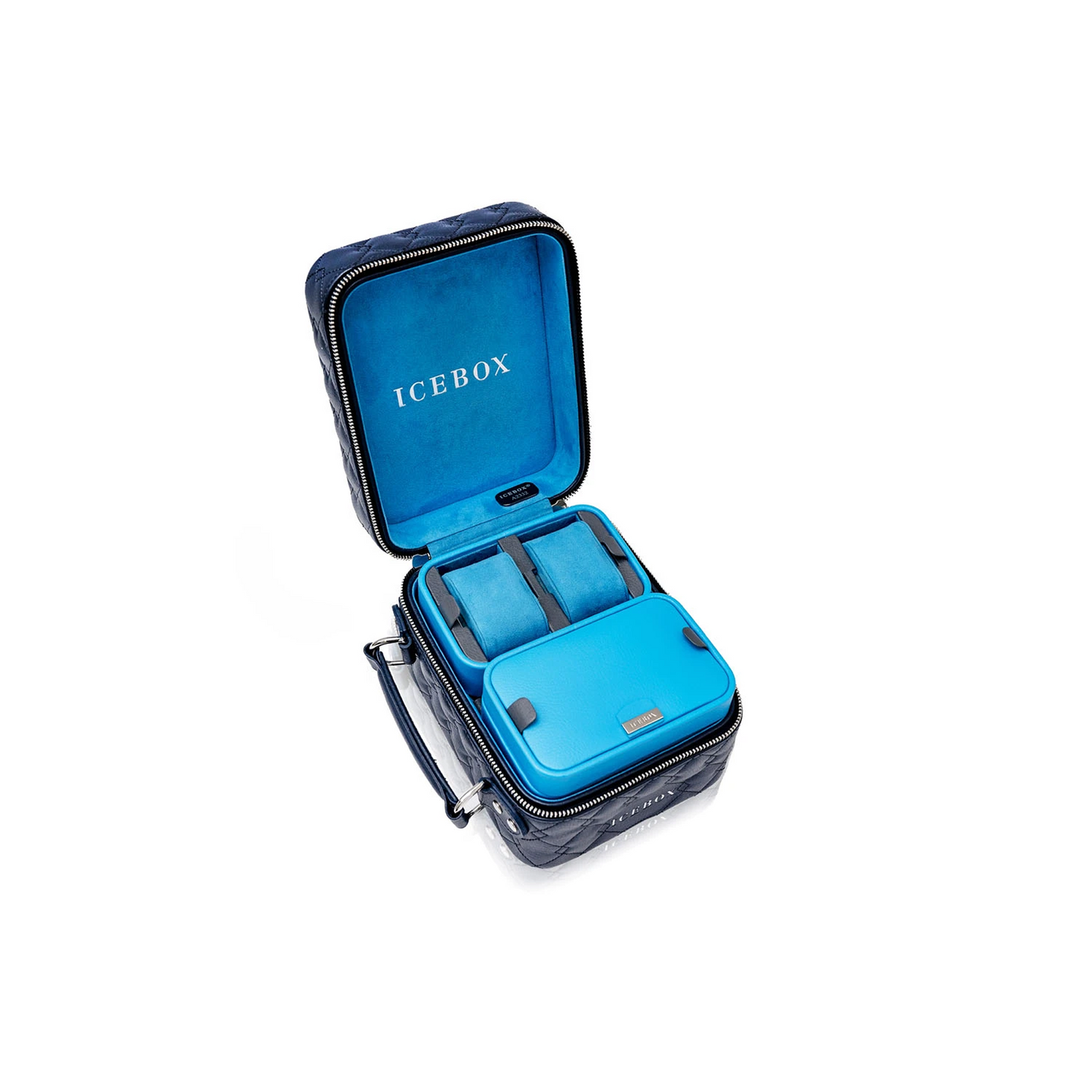 Icebox Medium Traveler Case in navy, 2-watch capacity, detail view 4