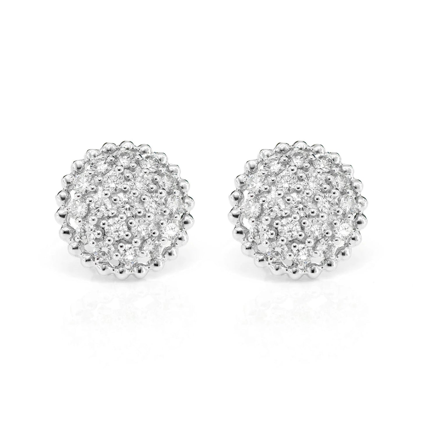 Diamond Beaded Halo Cluster Stud Earrings