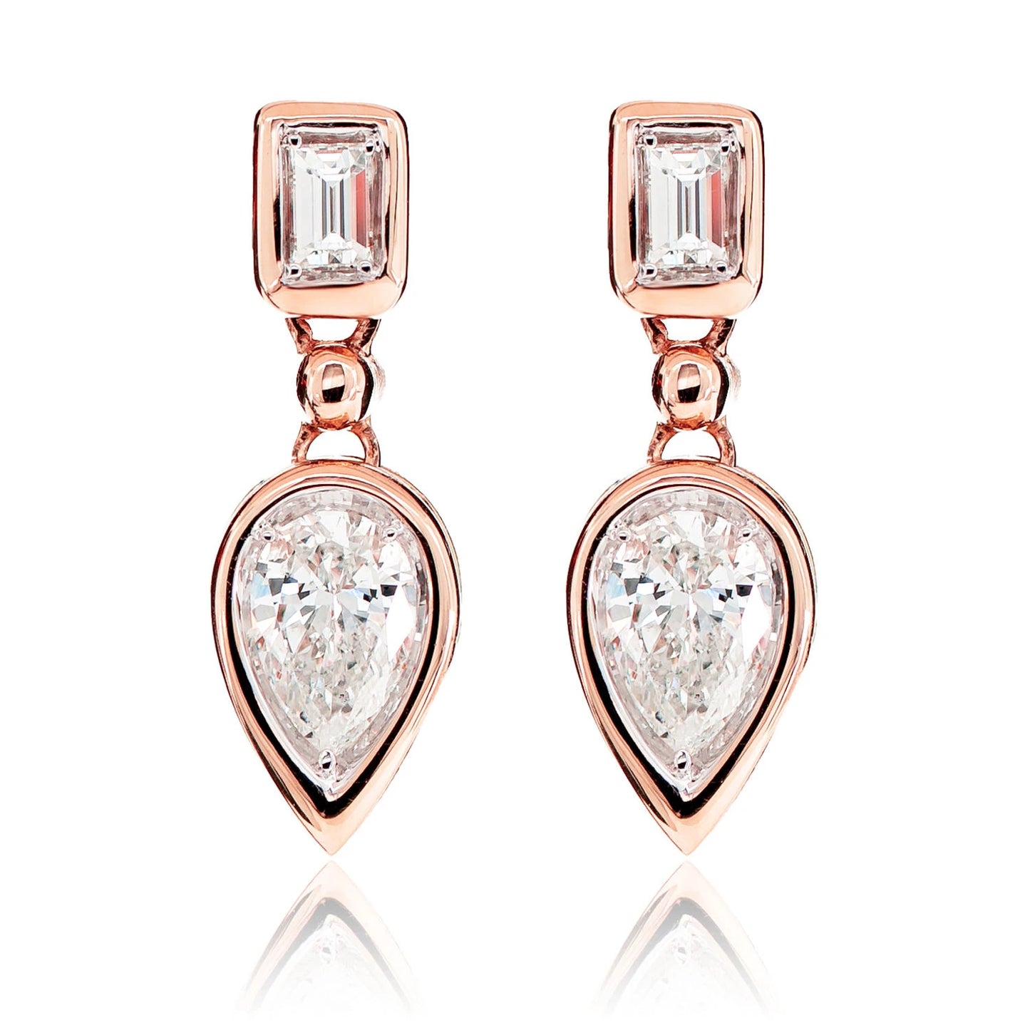 Diamond Dangling Pear Bezel Earrings