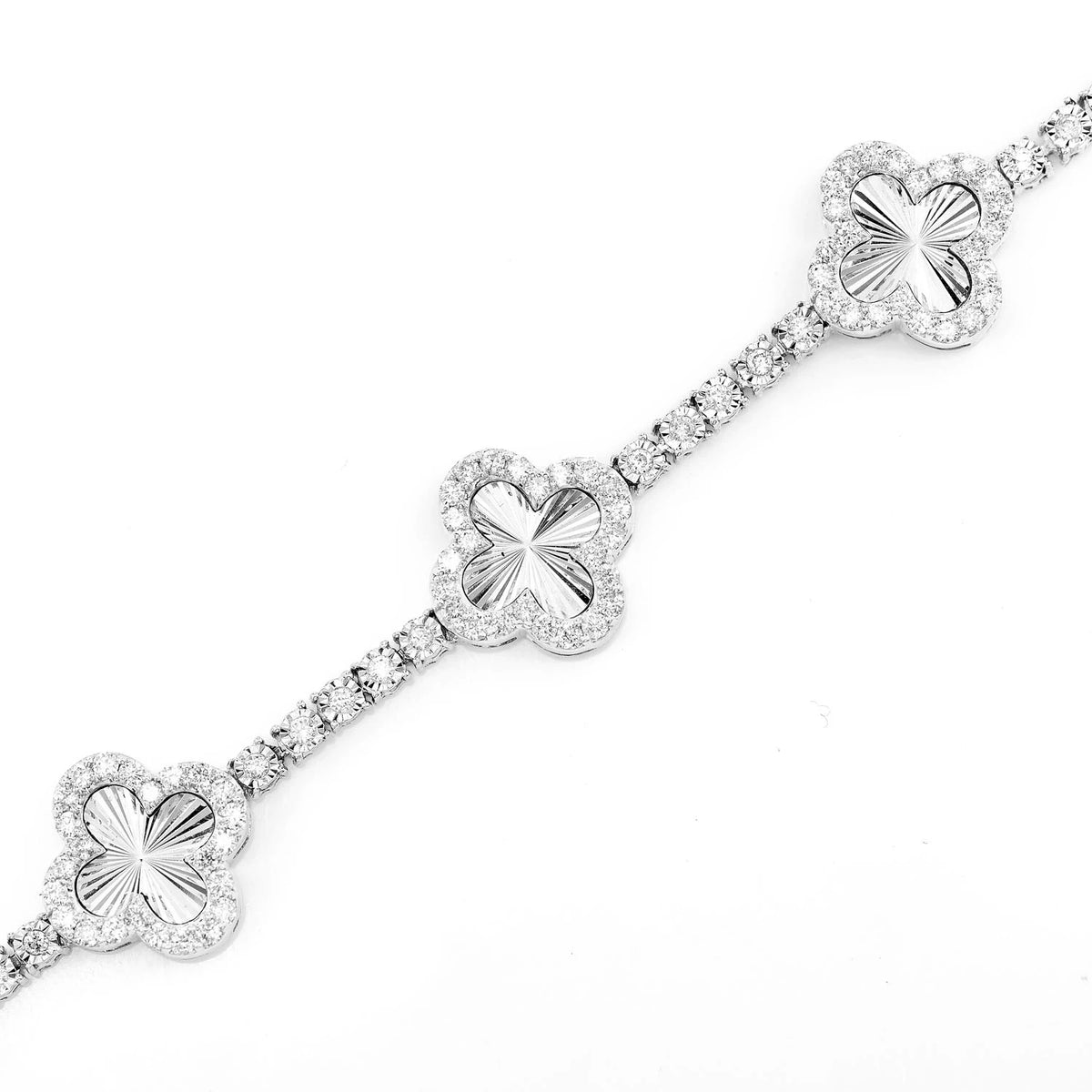 Miracle Clover Link Diamond Tennis Bracelet