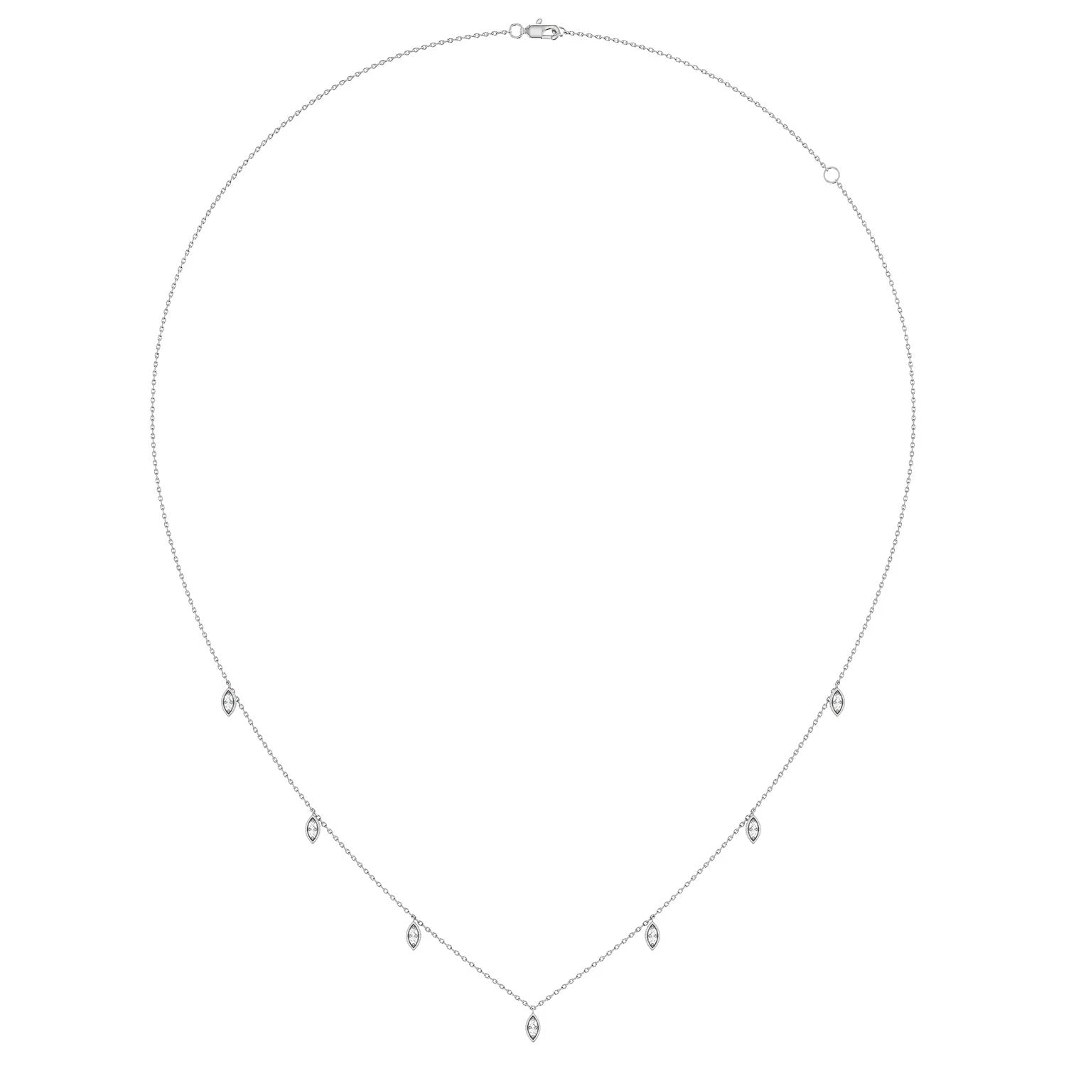 Marquise Diamond Station Necklace in 14K white gold, angled view