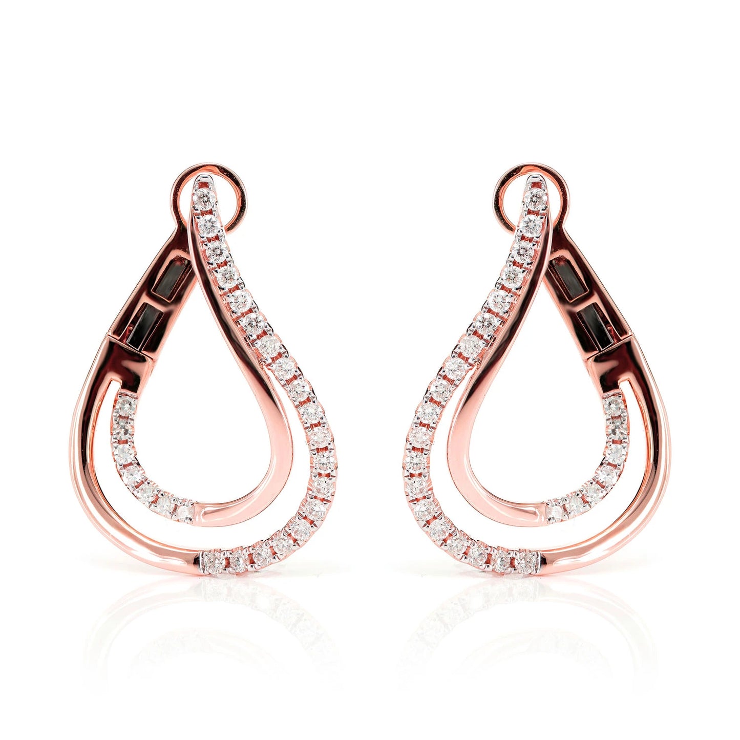 Twisted Teardrop Diamond Hoop Earrings