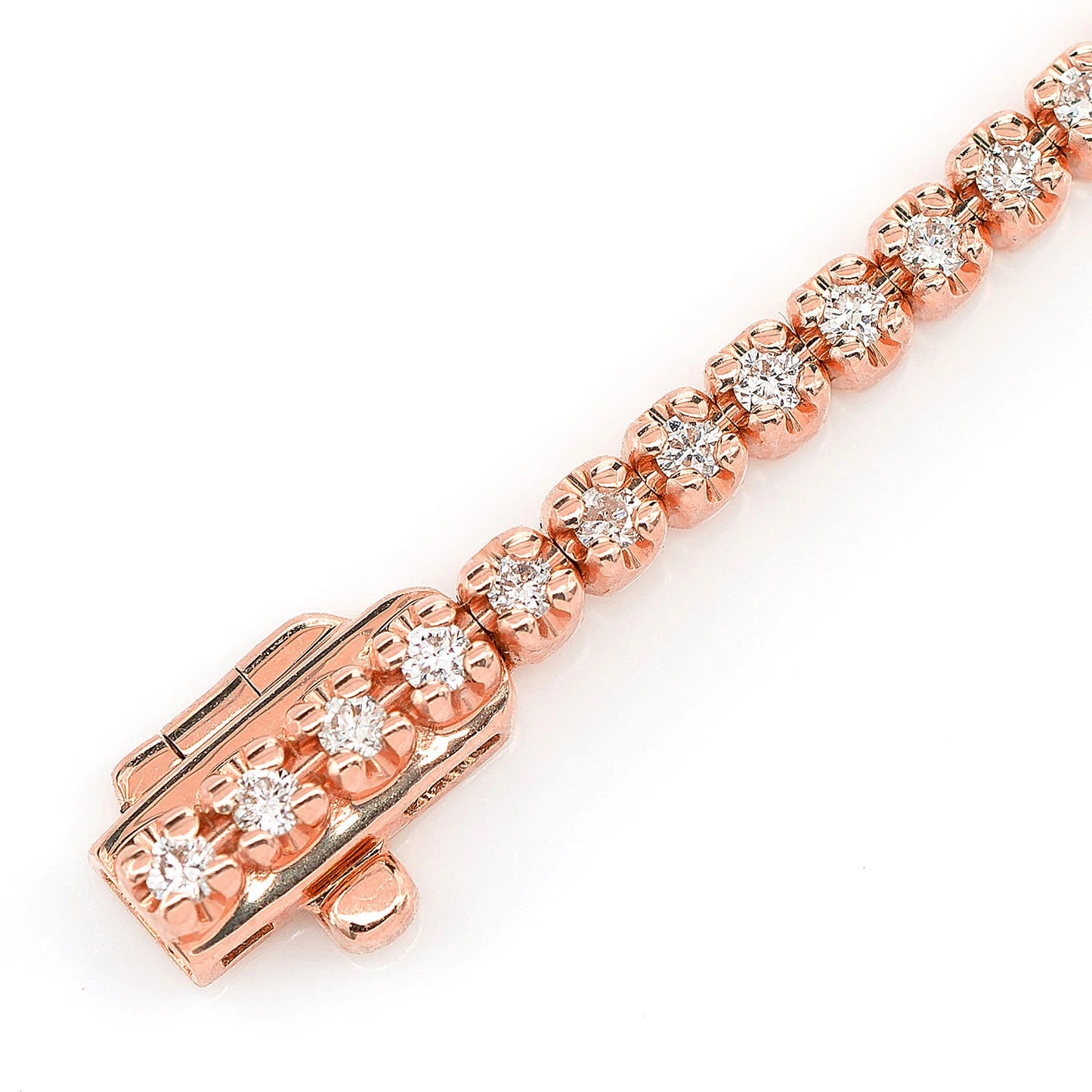 Crown Set Diamond Tennis Bracelet in 14K rose gold, 0.5pt / 1.00ctw, detail view