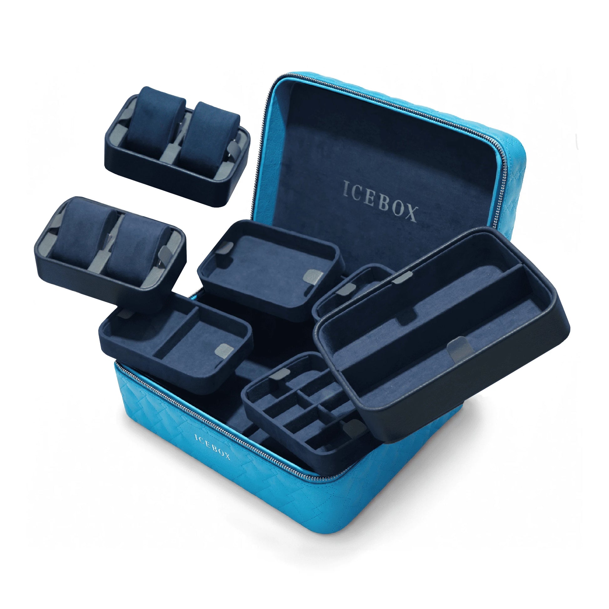 Icebox Large Traveler Case in blue, 4-watch capacity, detail view 2