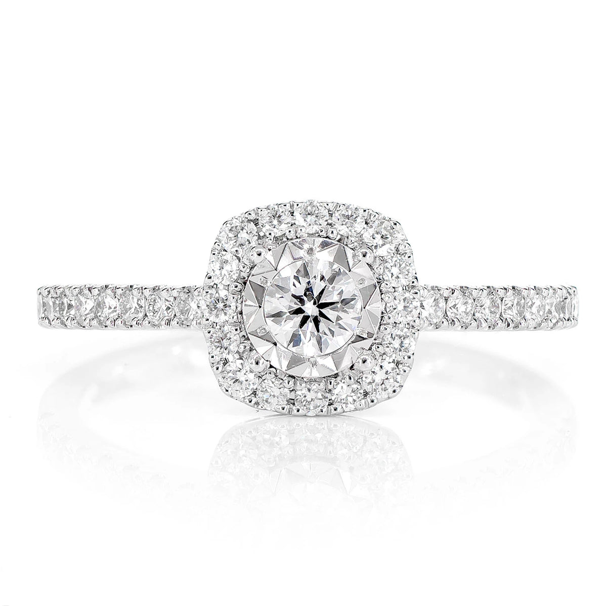 Miracle Set Cushion Halo Diamond Engagement Ring
