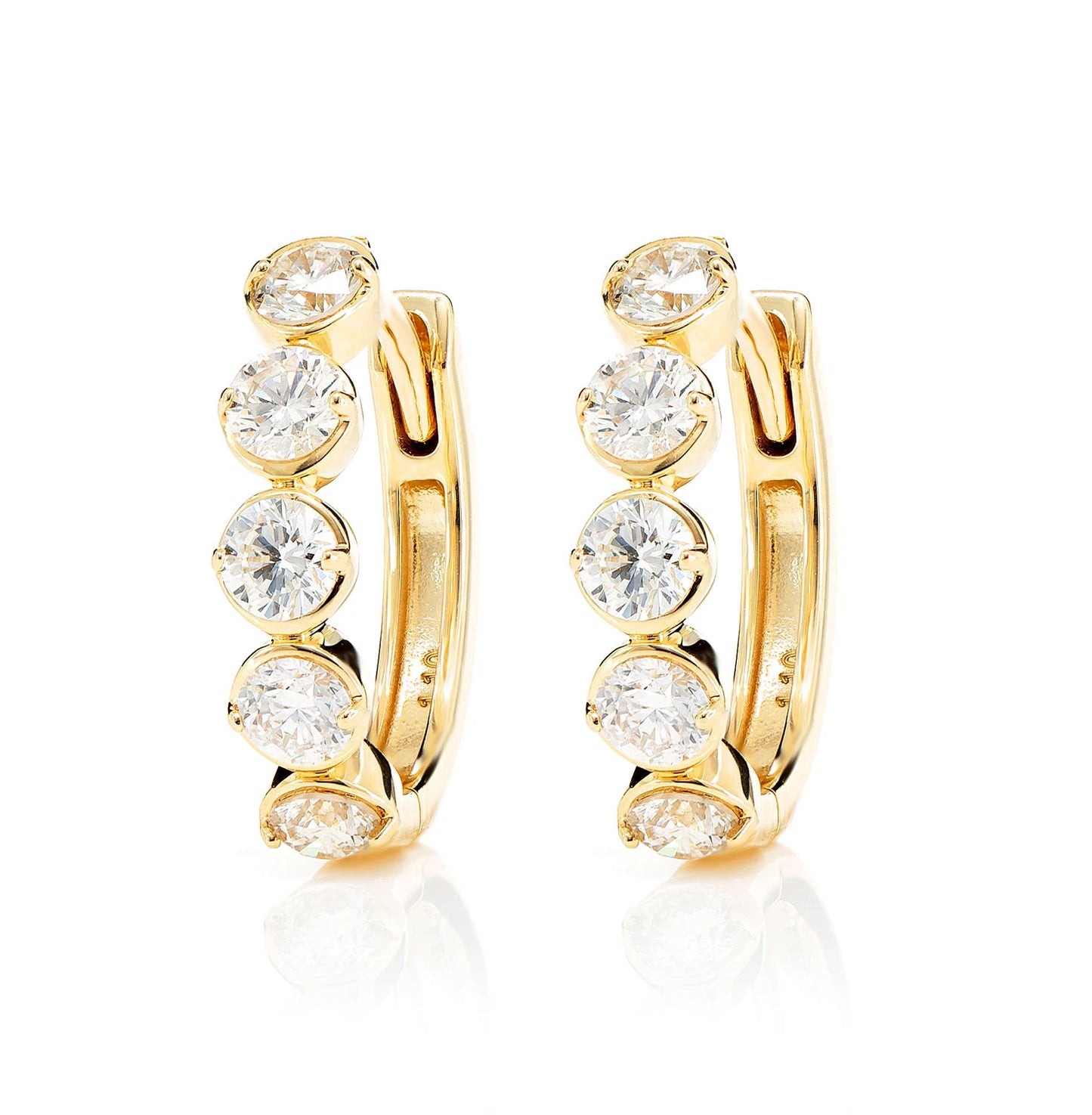 Semi Bezel Diamond Hoop Earrings