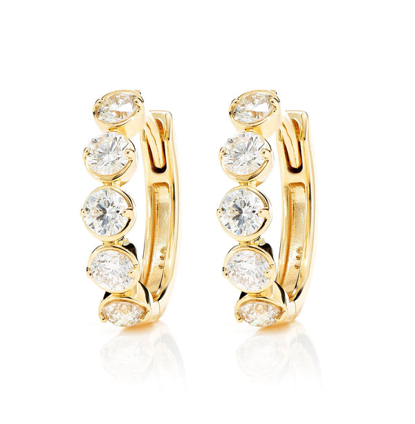 Semi Bezel Diamond Hoop Earrings