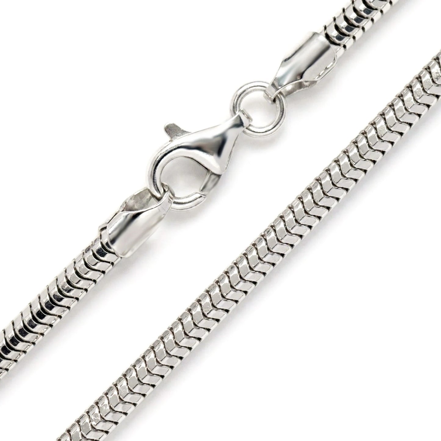 Sterling Silver Snake Chain in 925 sterling silver, 3mm width, detail view