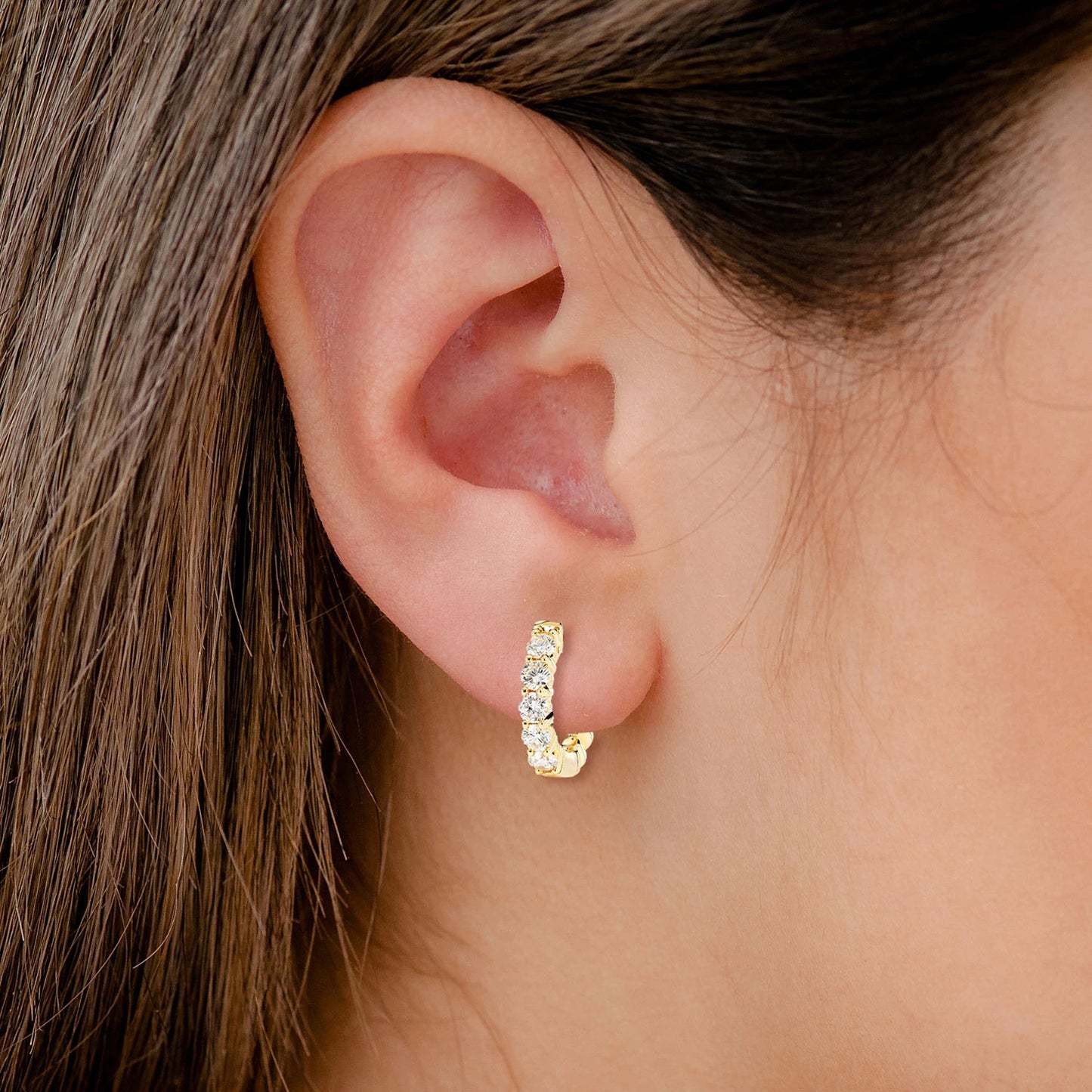 Shared Prong Diamond Hoop Earrings