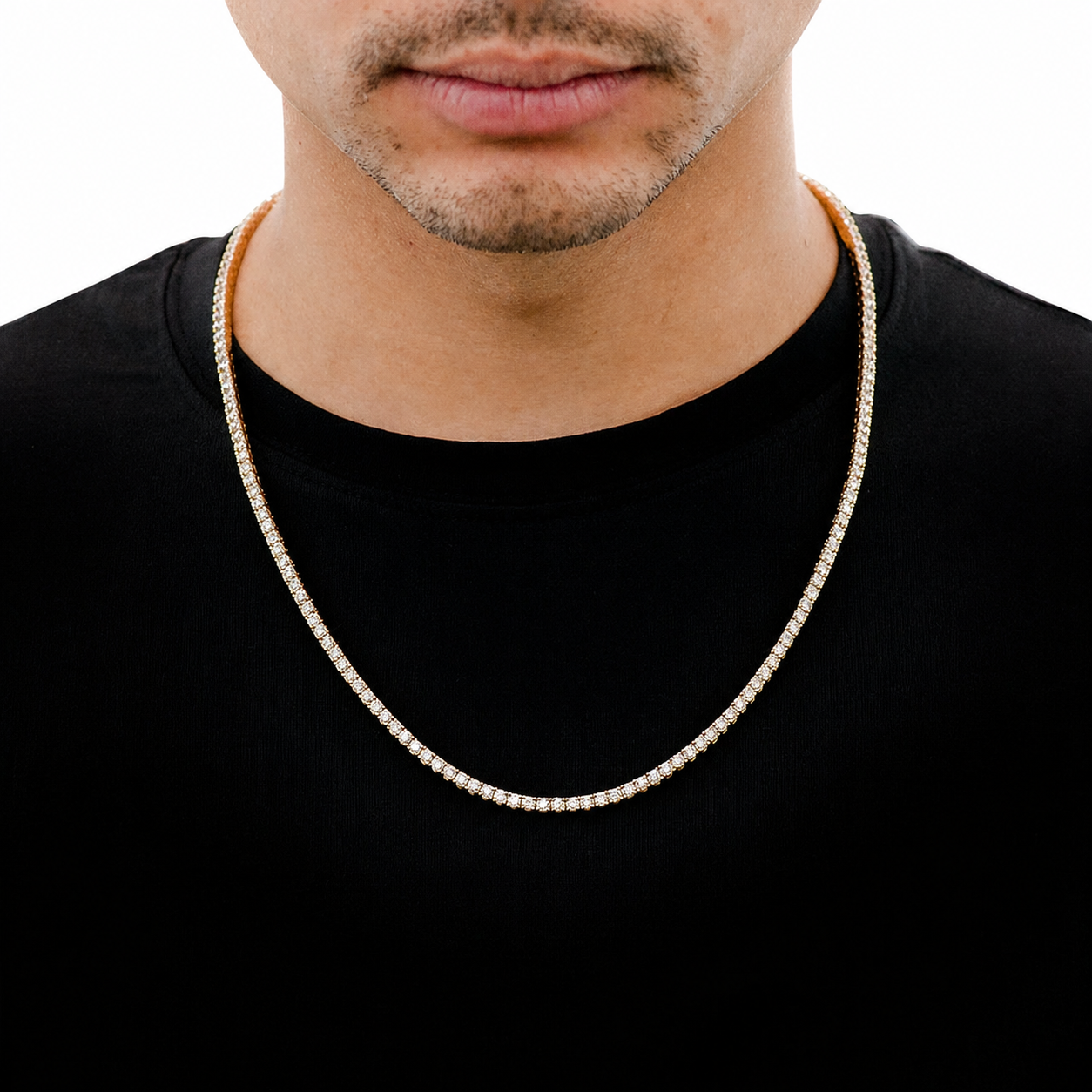Prong Diamond Tennis Necklace in 14K rose gold, 9pt / 15.00ctw, alternate view