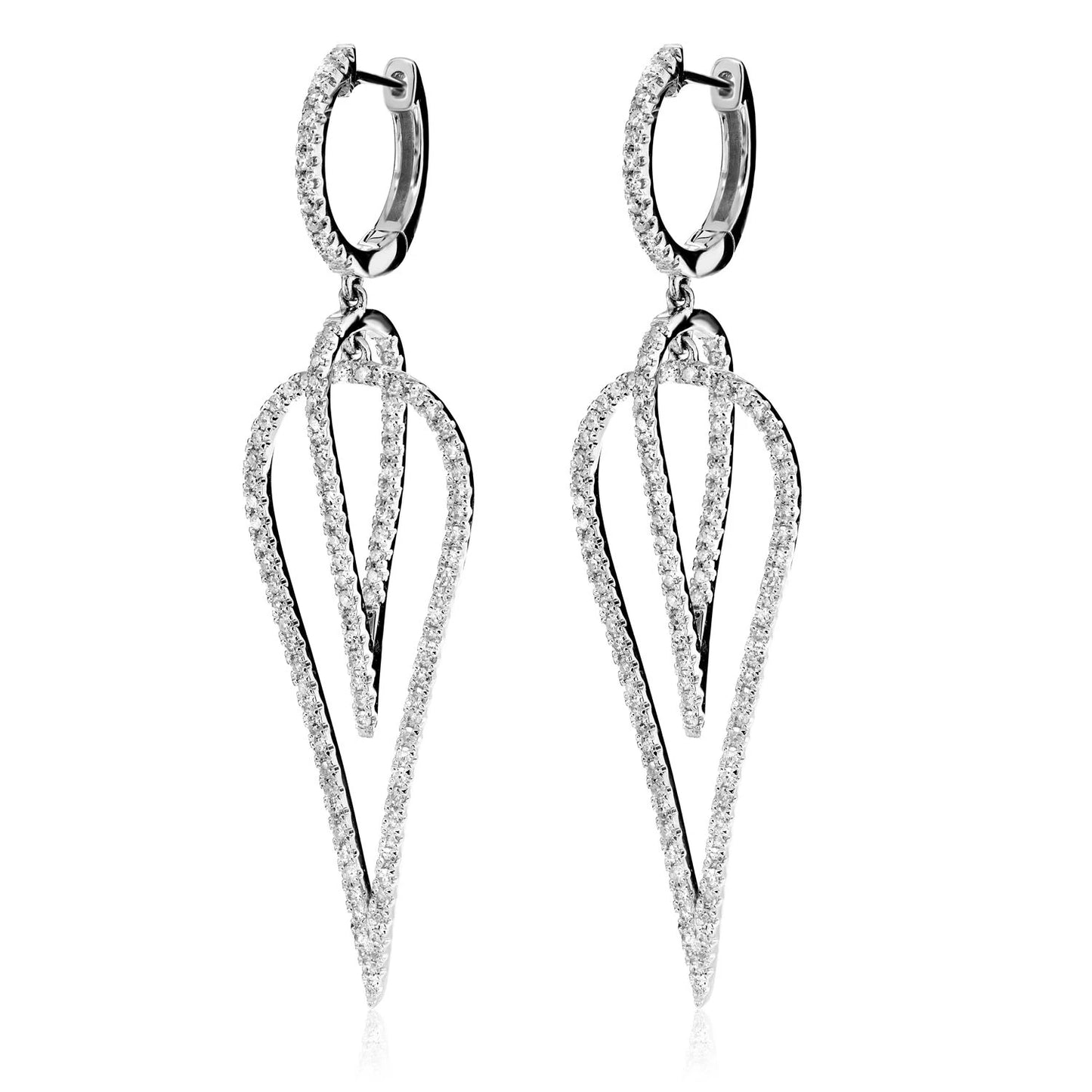 Dangling Upside-Down Teardrop Diamond Earrings