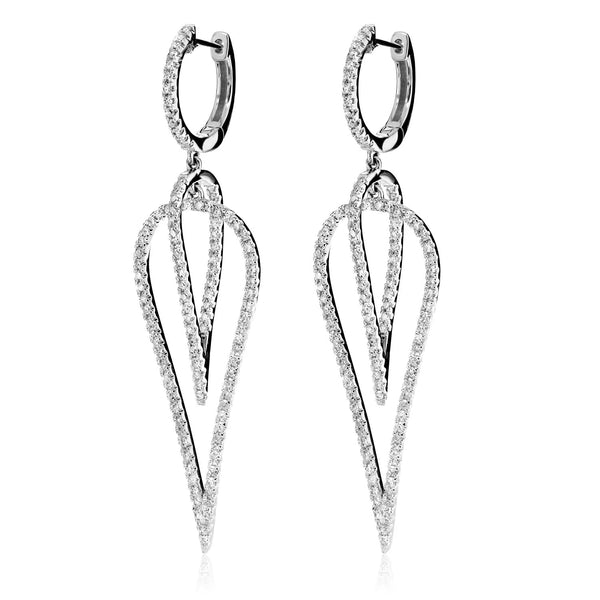 Dangling Upside-Down Teardrop Diamond Earrings