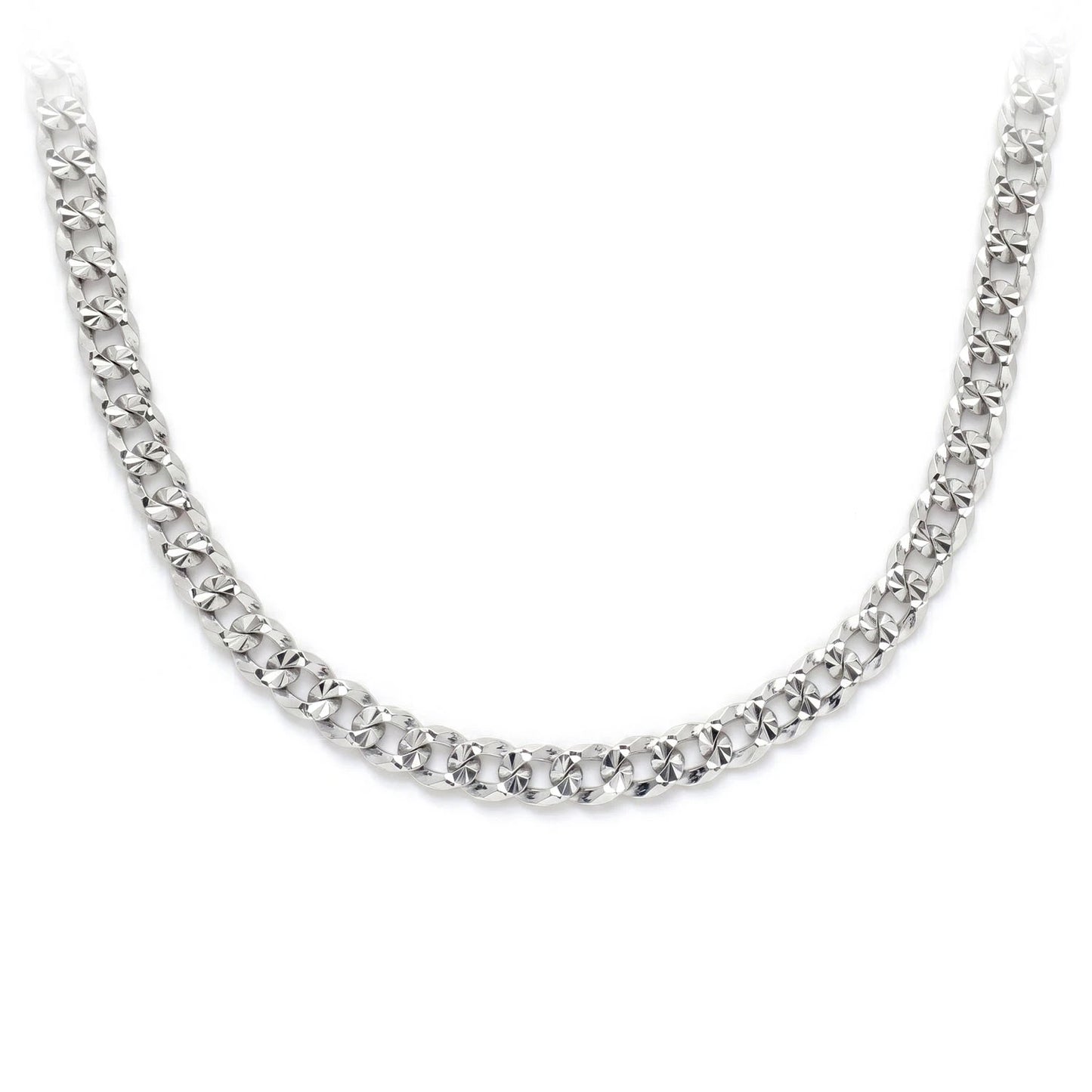 Sterling Silver Flat Curb Chain in 925 sterling silver, 3mm width, front view